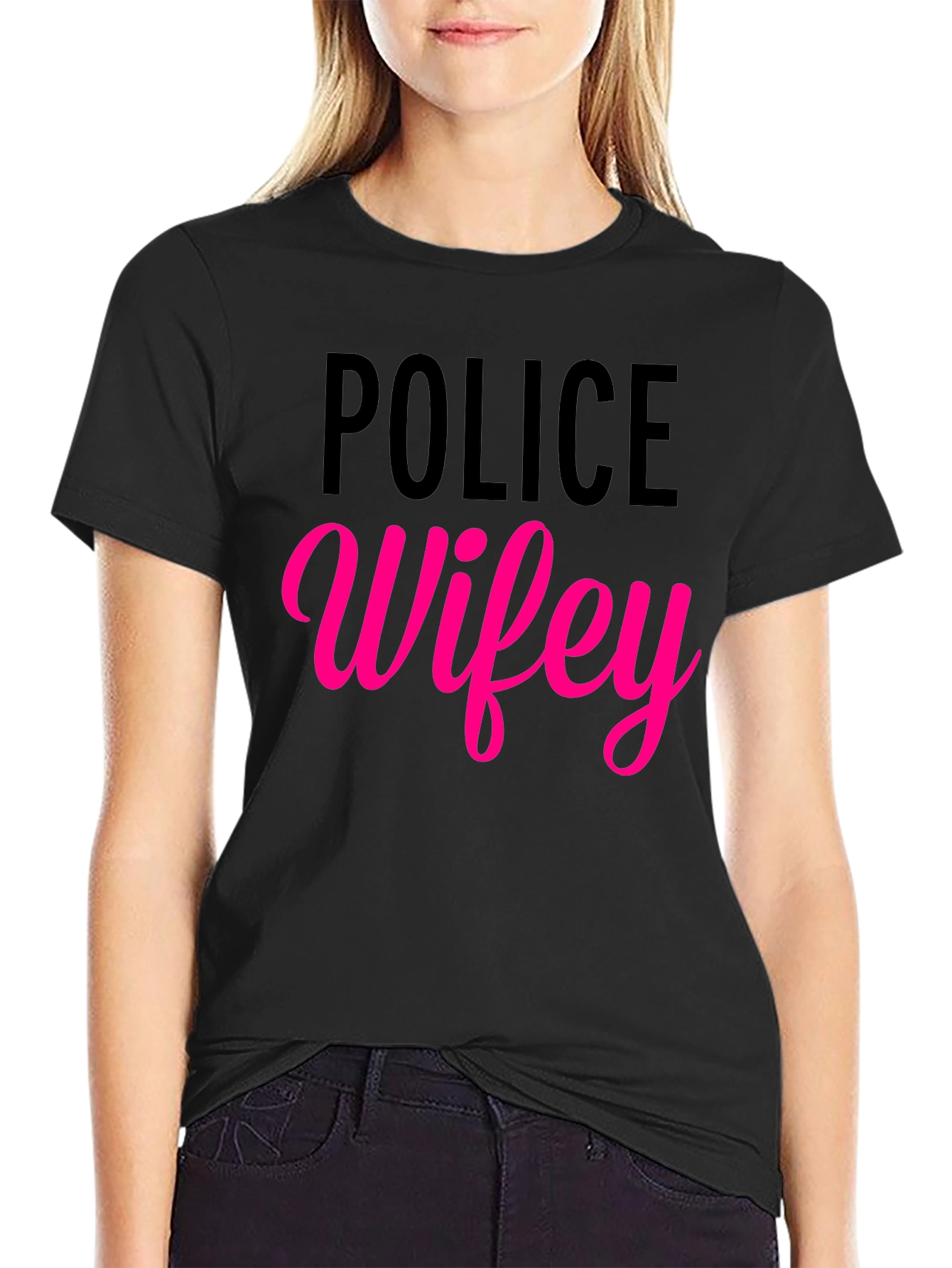 Police Wifey Graphic Tee - Black