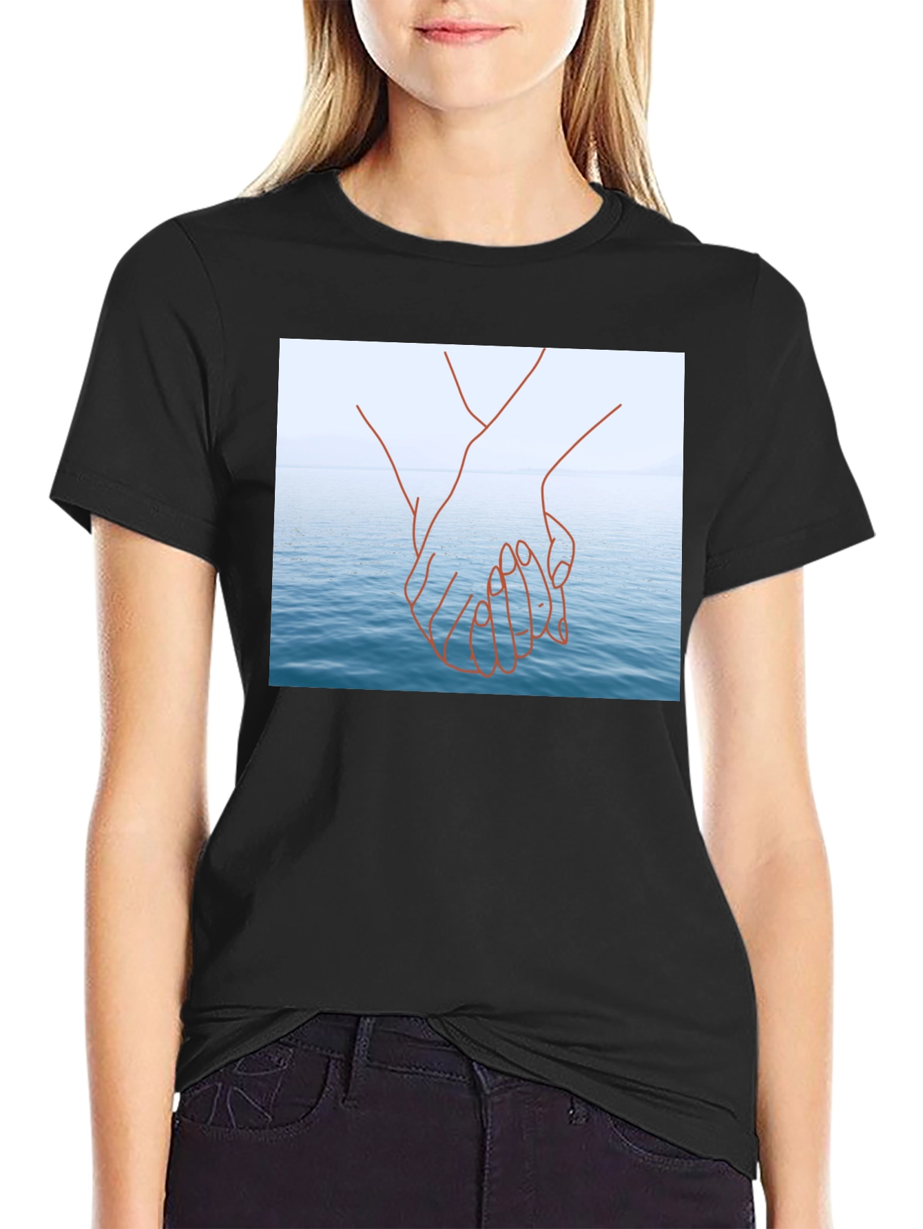 Ocean Love T-Shirt - Black Graphic Tee