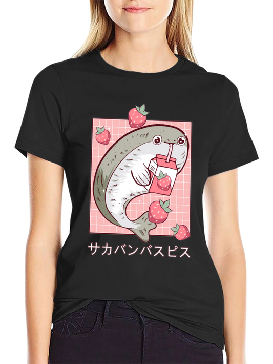 Kawaii Blob Seal Strawberry Juice Graphic Tee