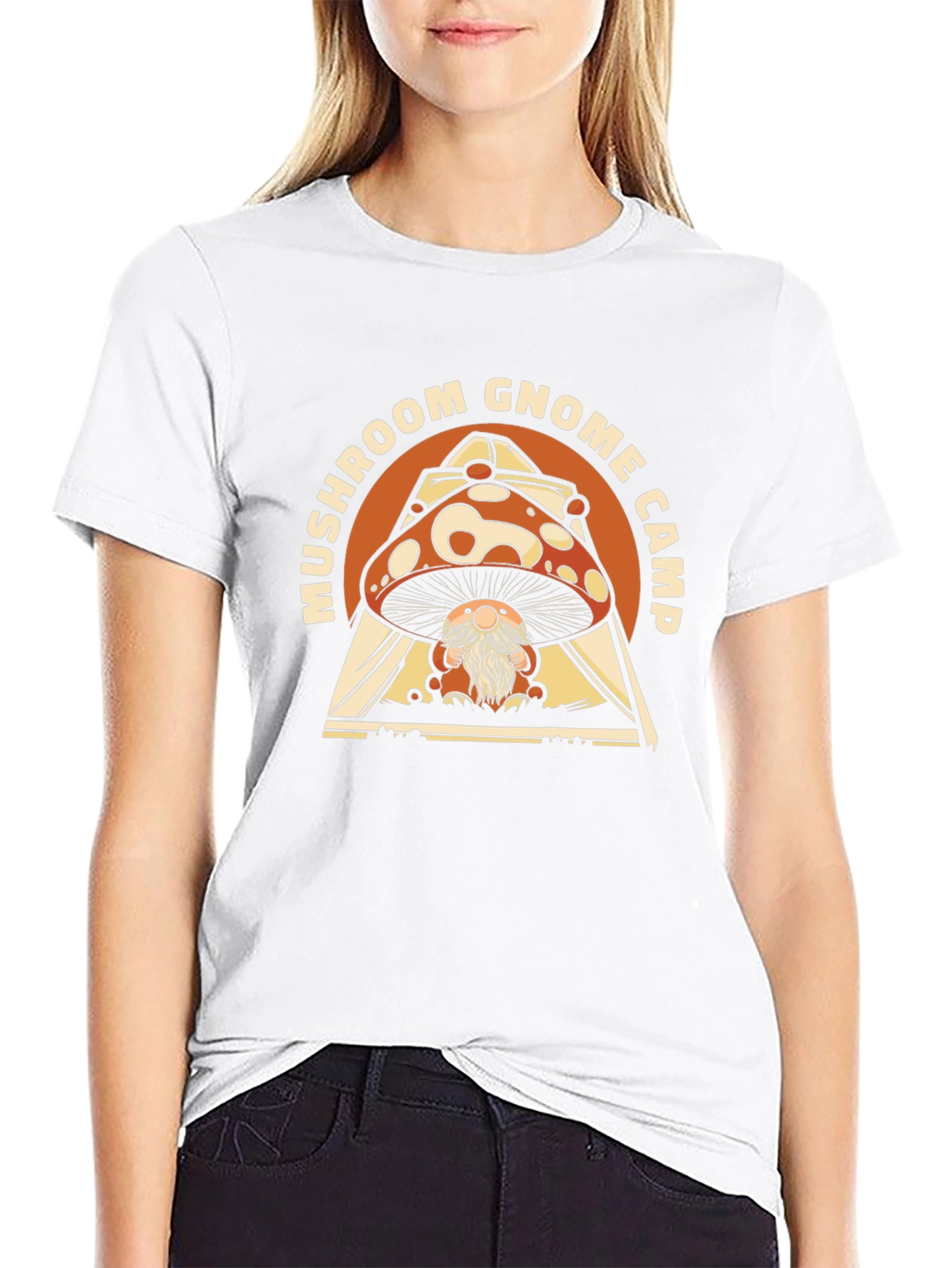 Mushroom Gnome Camp Black Graphic Tee