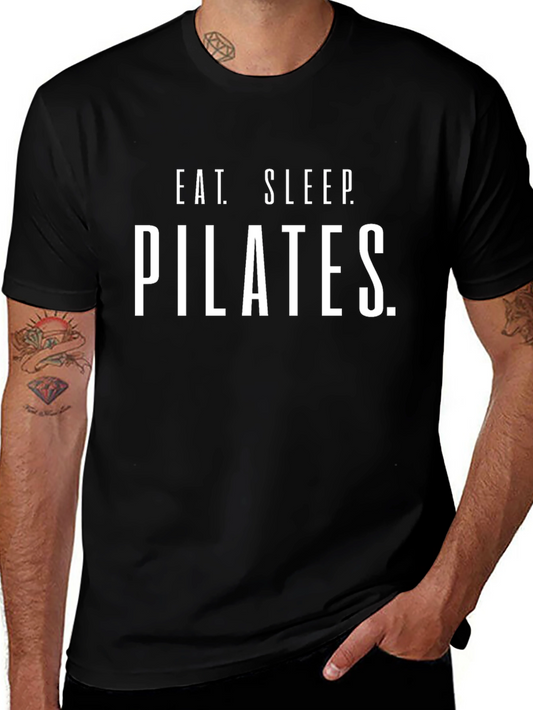 Eat Sleep Pilates T-Shirt - Black Cotton Graphic Tee