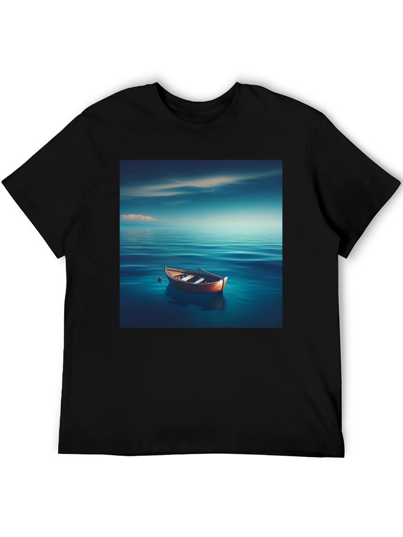 Ocean Boat Graphic Tee - Relaxed Fit Black T-Shirt
