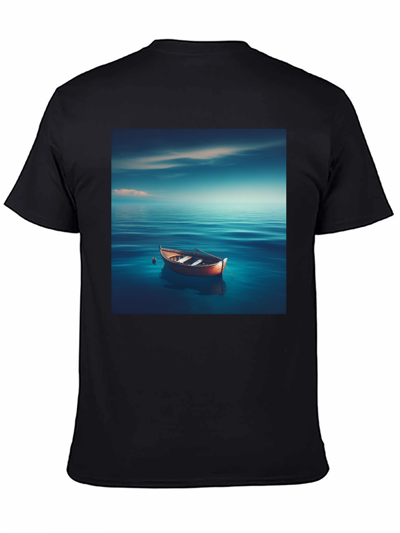 Ocean Boat Graphic Tee - Relaxed Fit Black T-Shirt