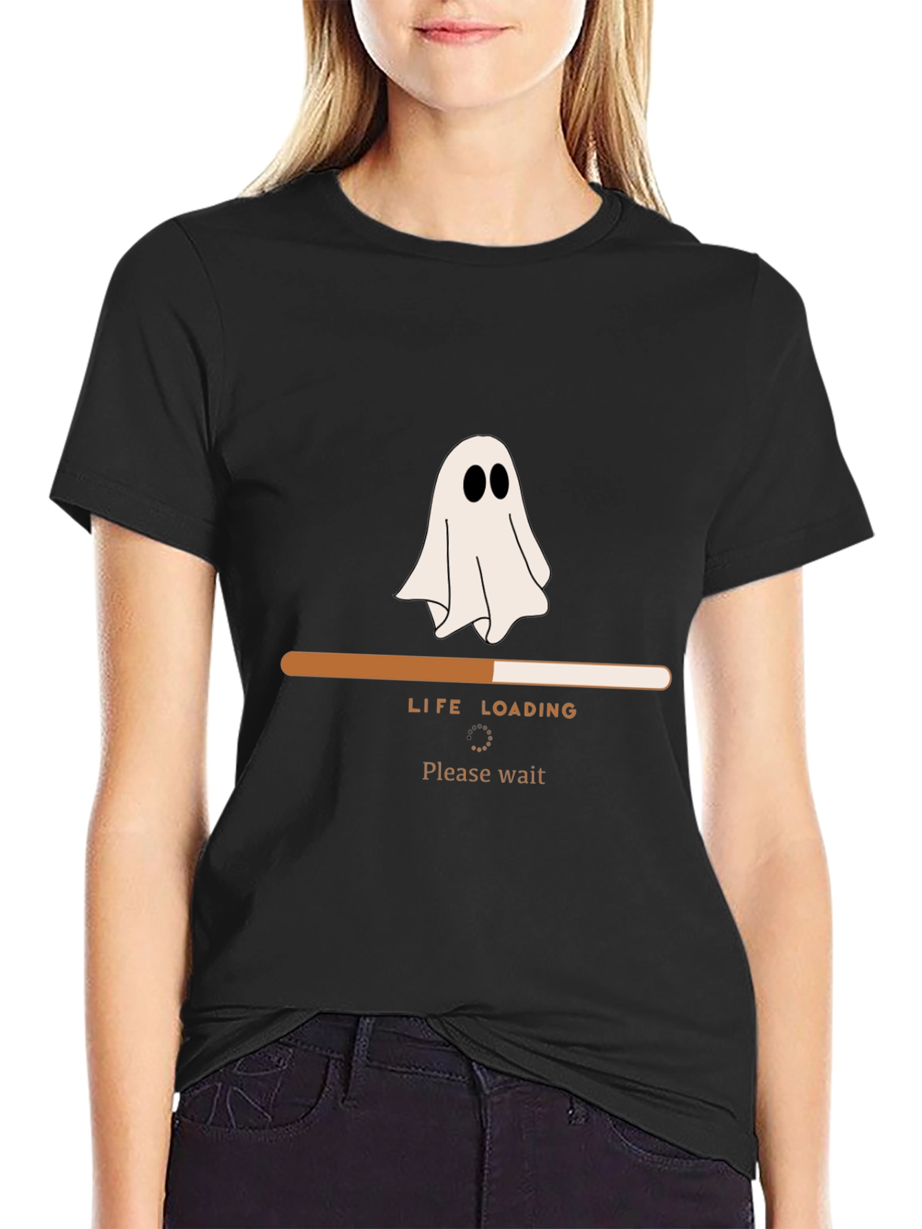 Life Loading Ghost T-Shirt - Funny Halloween Tee