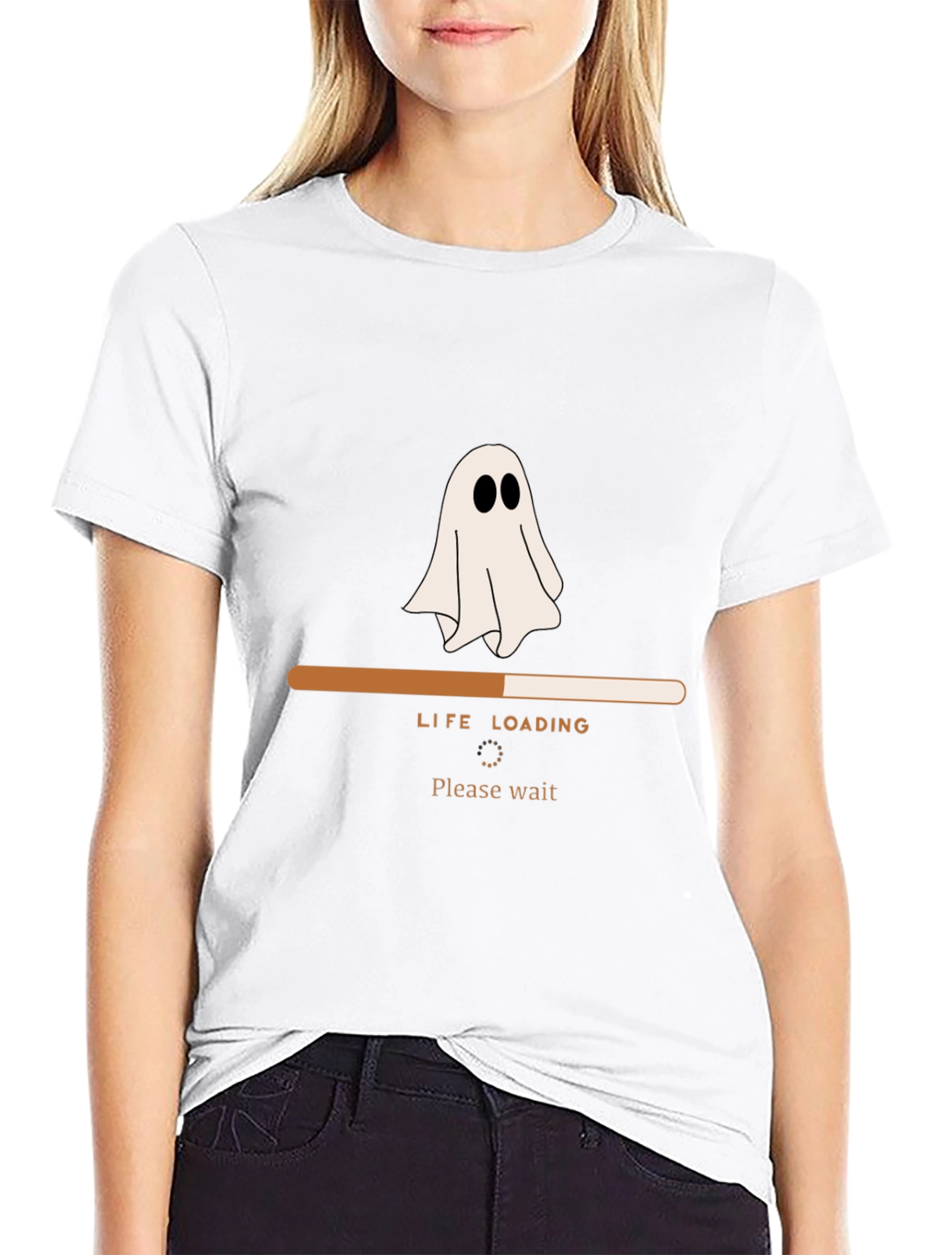 Life Loading Ghost T-Shirt - Funny Halloween Tee