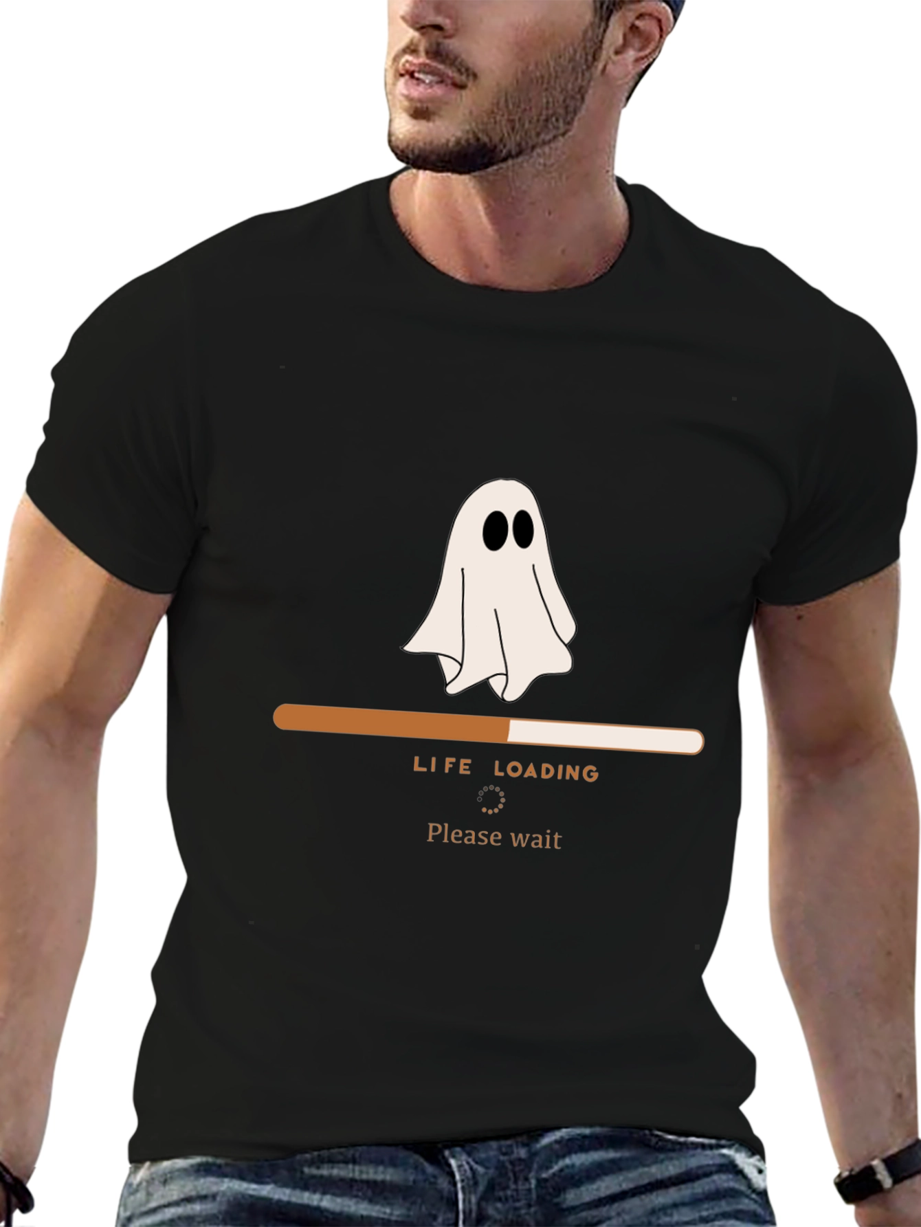 Life Loading Ghost T-Shirt - Funny Halloween Tee
