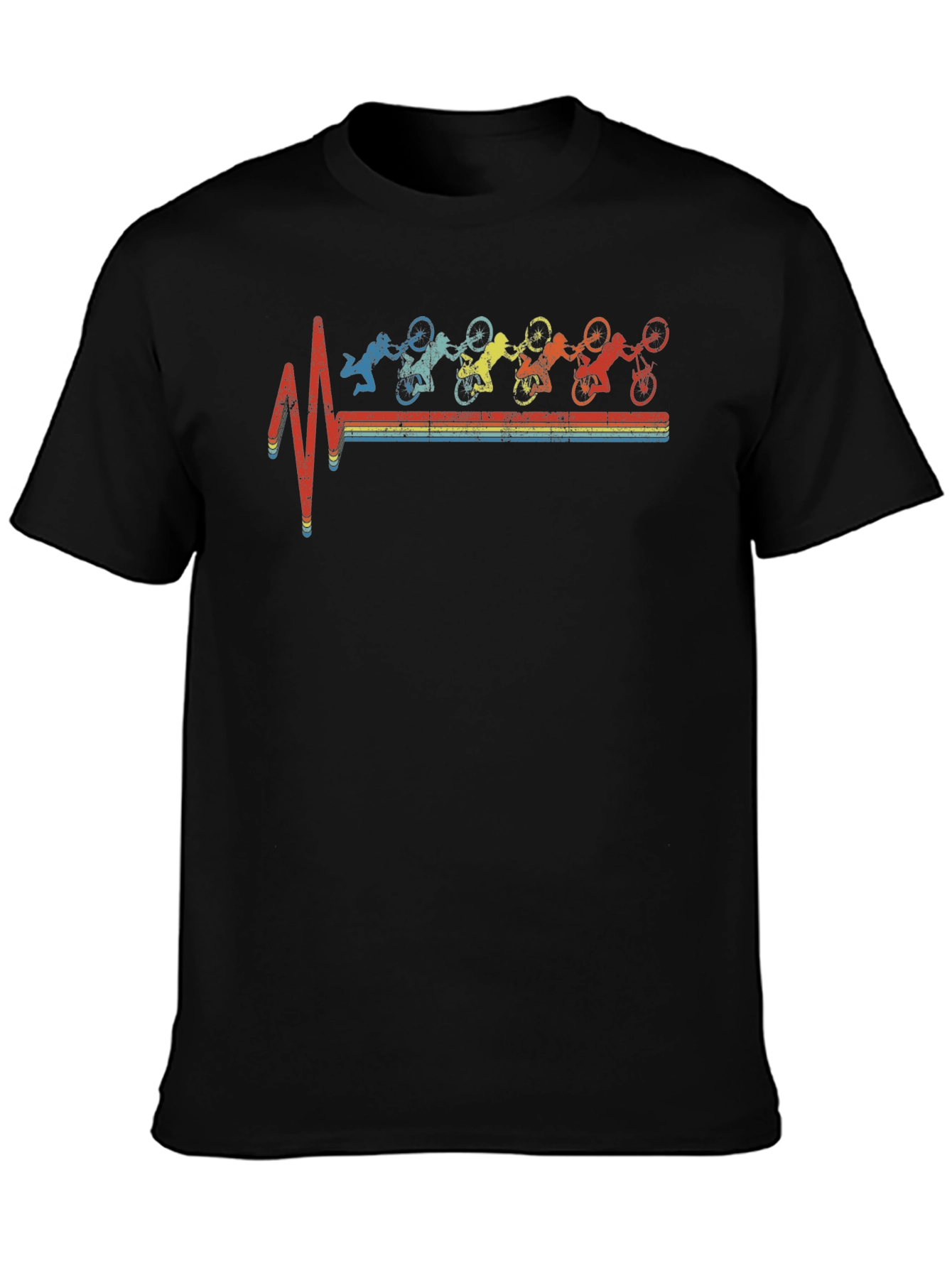 Biker Heartbeat Graphic Tee - Black