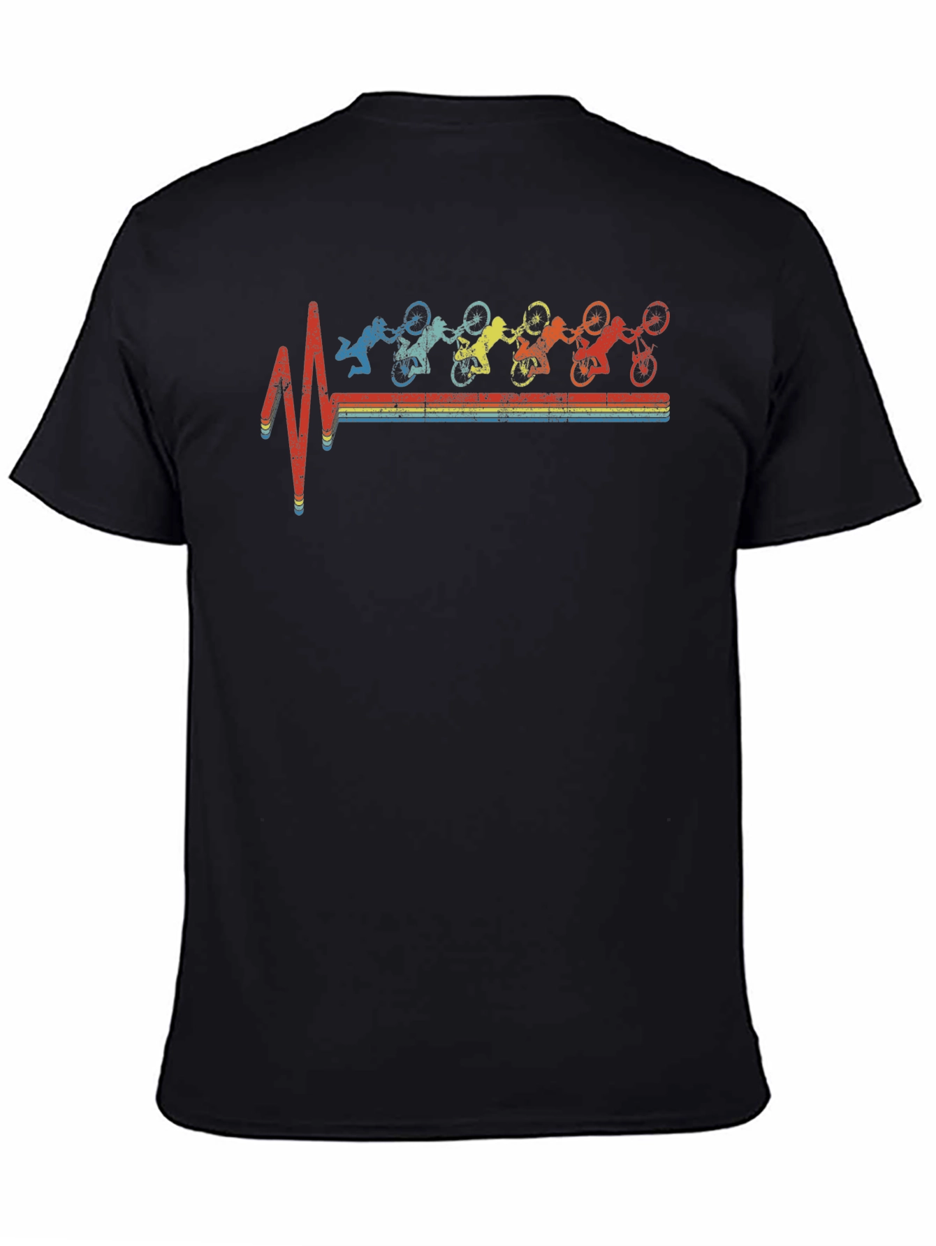 Biker Heartbeat Graphic Tee - Black