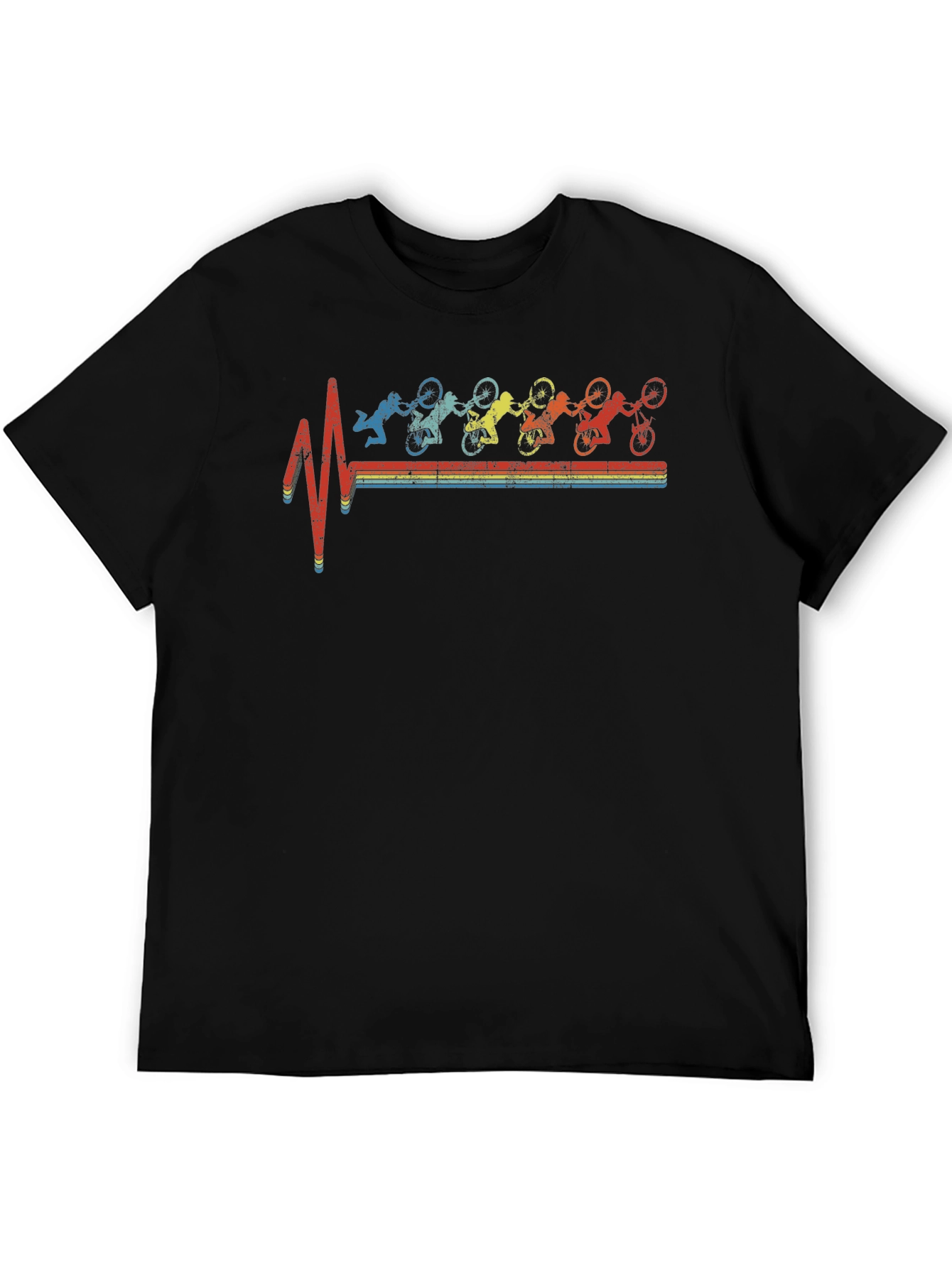 Biker Heartbeat Graphic Tee - Black