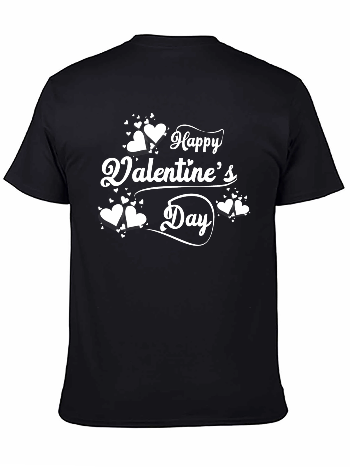 Happy Valentines Day T-Shirt - Black Heart Design