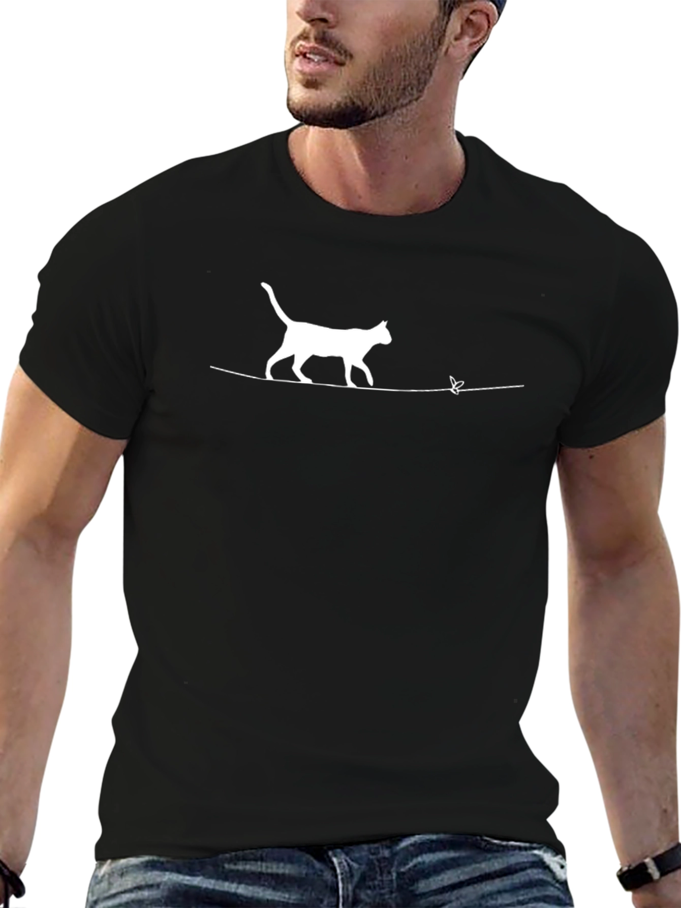 Cat on a Wire Graphic Tee