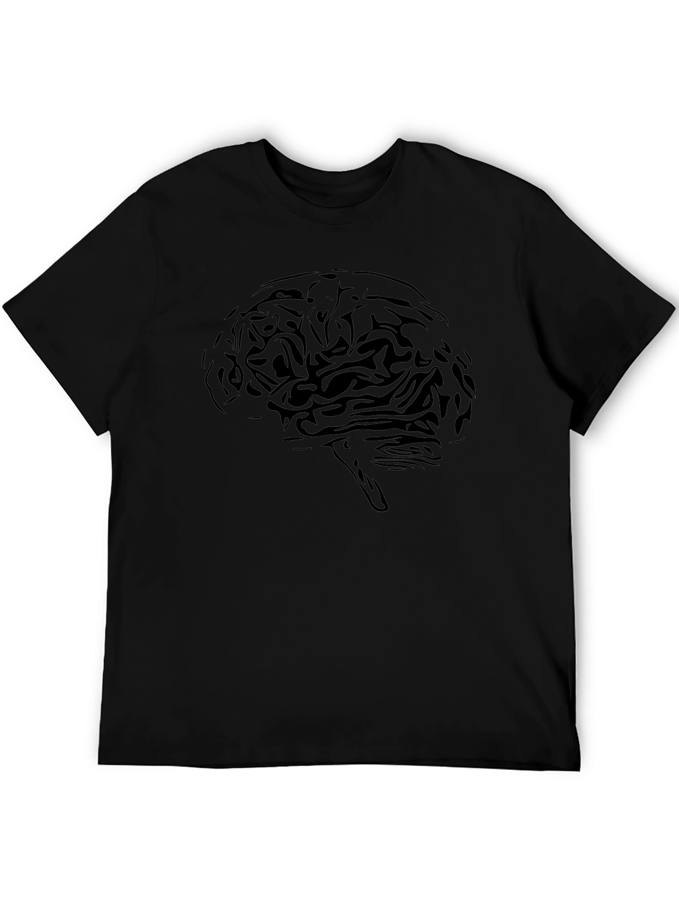 Brain Graphic Tee - Black Cotton T-Shirt