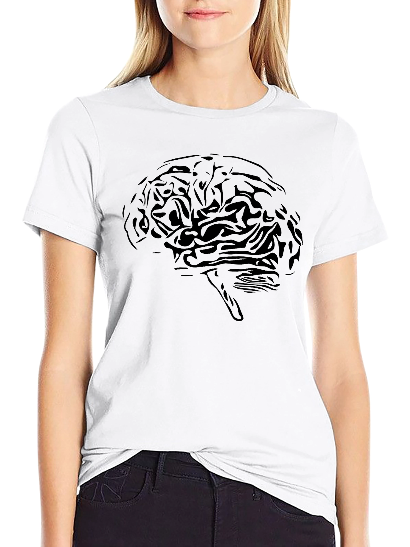 Brain Graphic Tee - Black Cotton T-Shirt