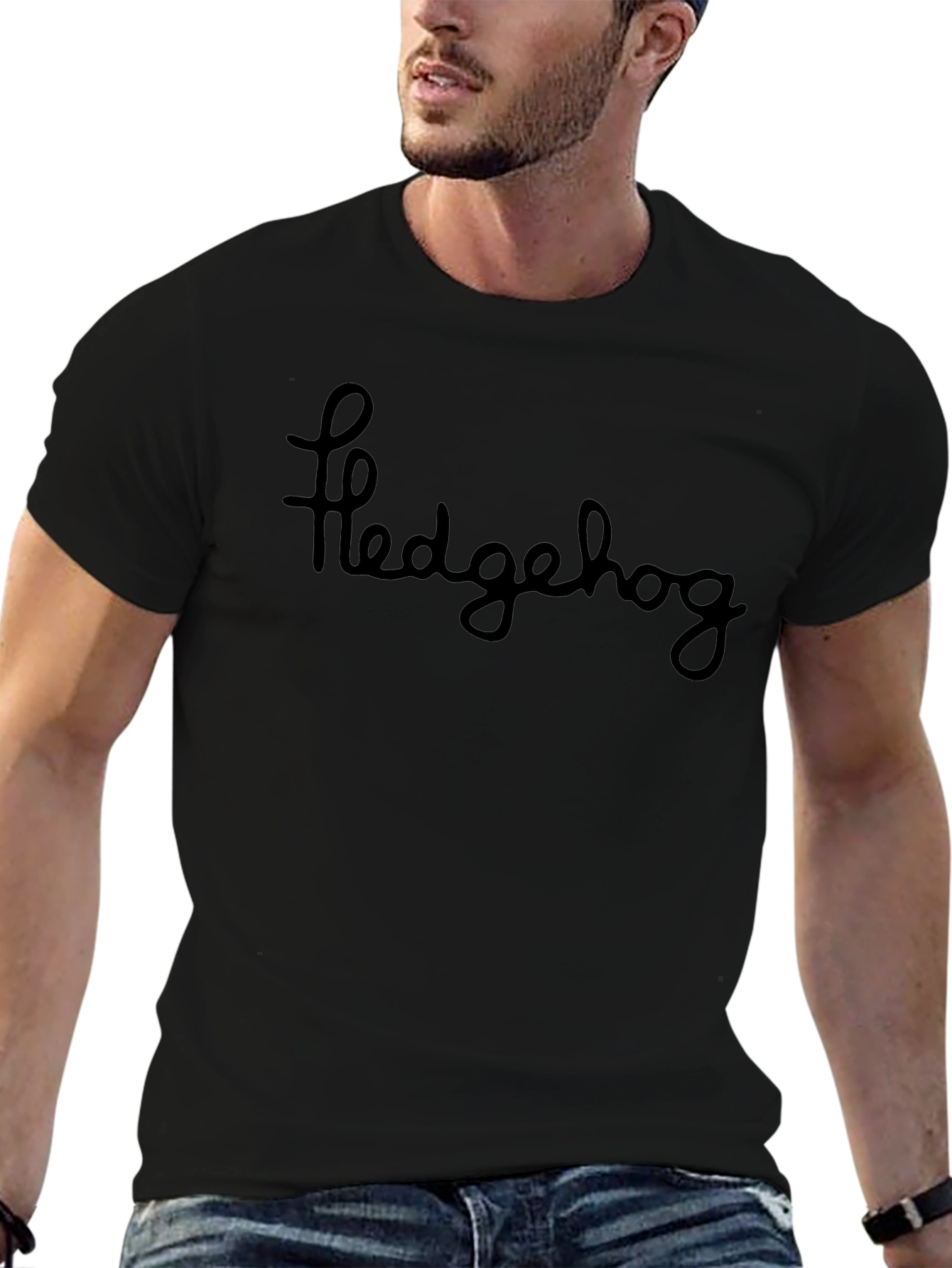 Hedgehog Script Black T-Shirt