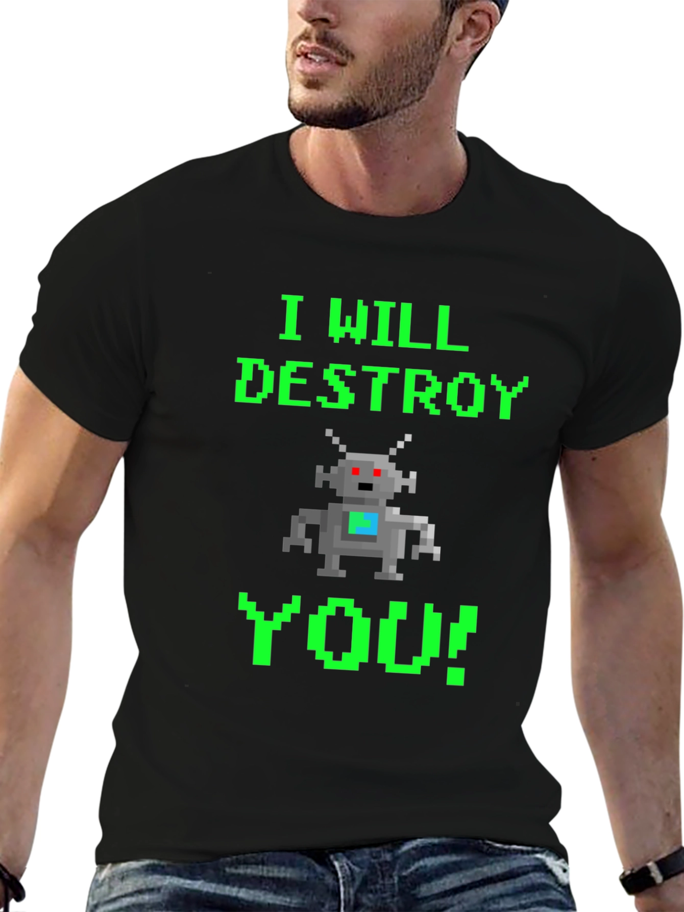 Pixel Robot I Will Destroy You T-Shirt