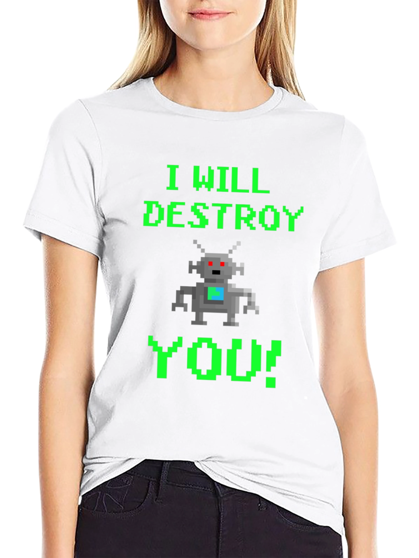 Pixel Robot I Will Destroy You T-Shirt