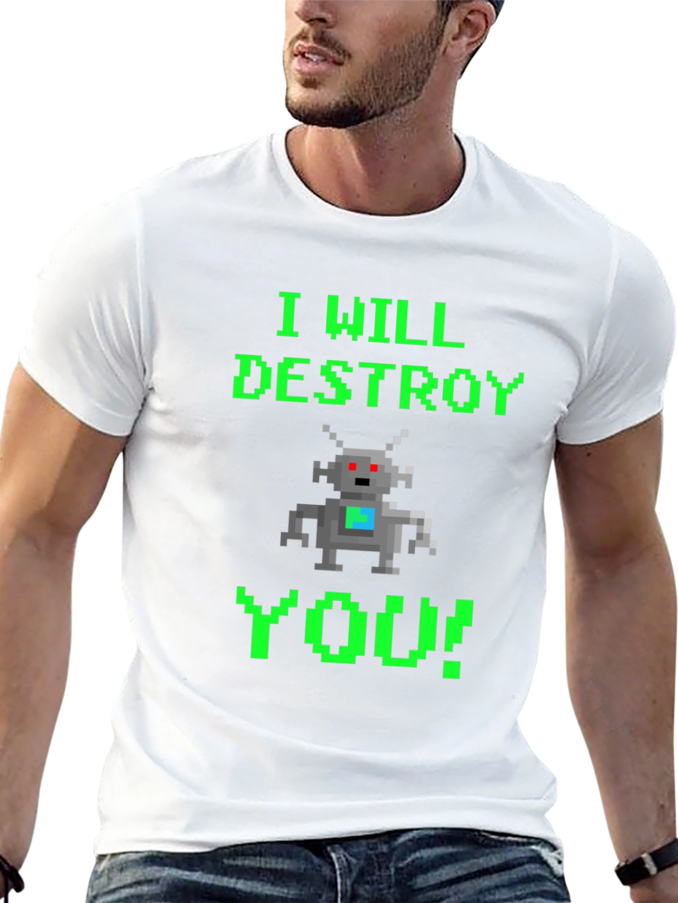 Pixel Robot I Will Destroy You T-Shirt