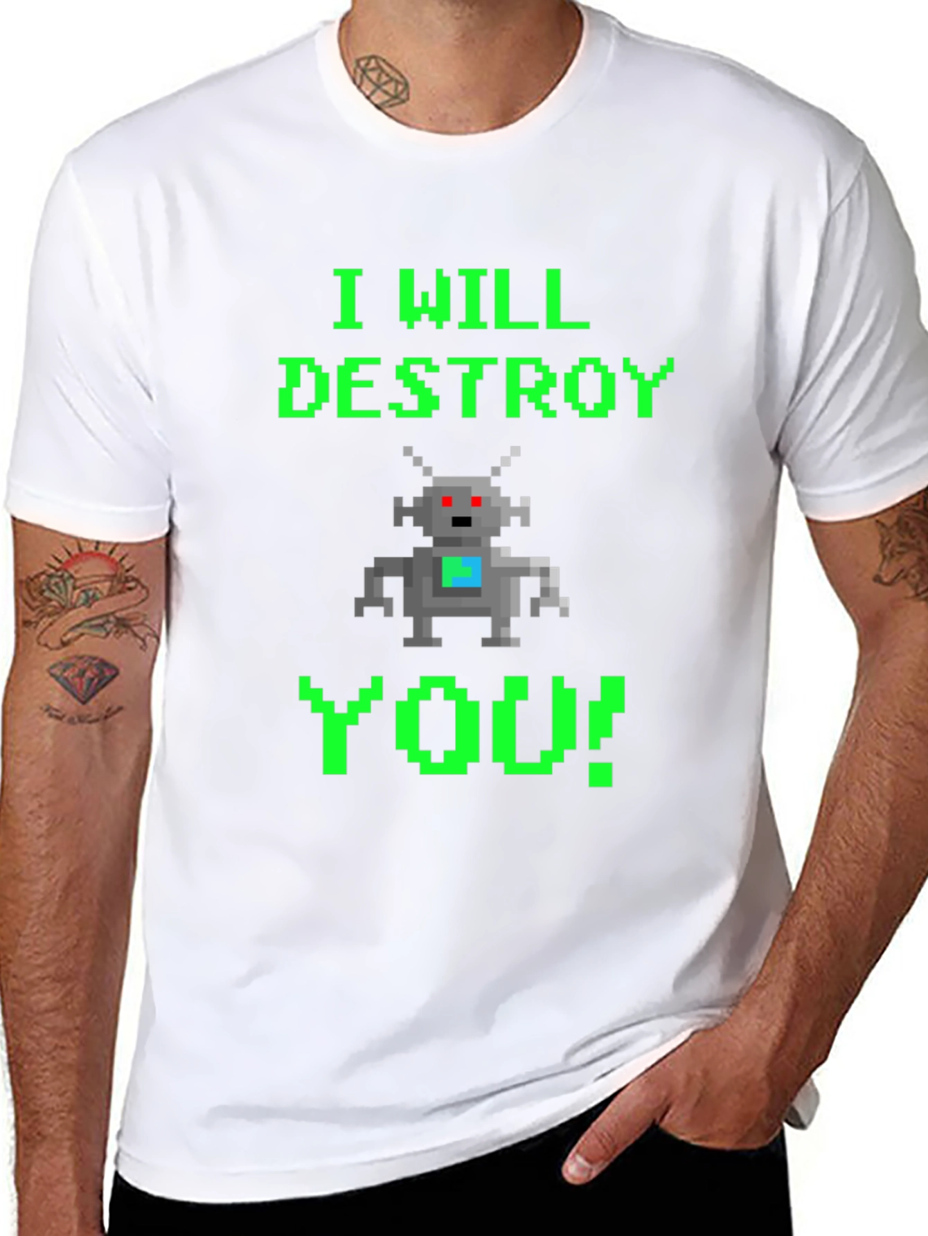 Pixel Robot I Will Destroy You T-Shirt