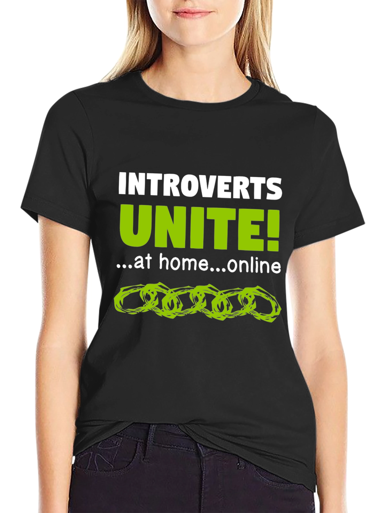Introvert Unite! Black Graphic Tee