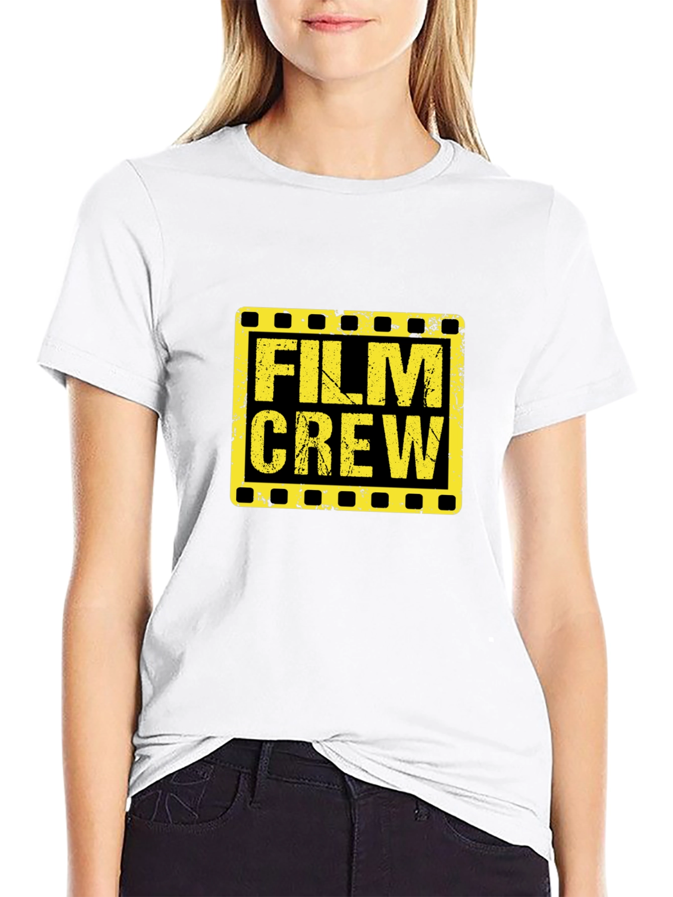 Film Crew Graphic Tee - Black Cotton T-Shirt
