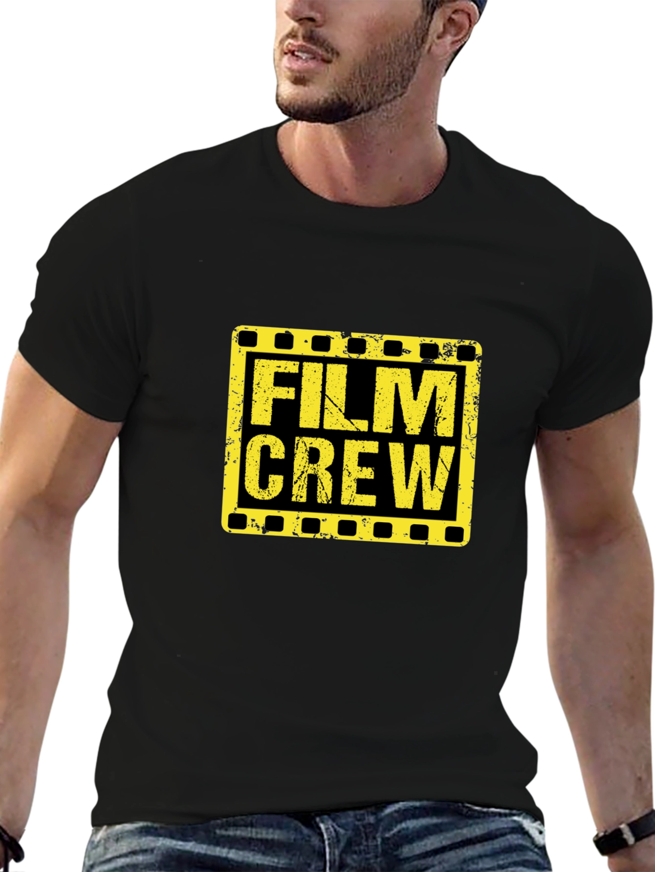 Film Crew Graphic Tee - Black Cotton T-Shirt