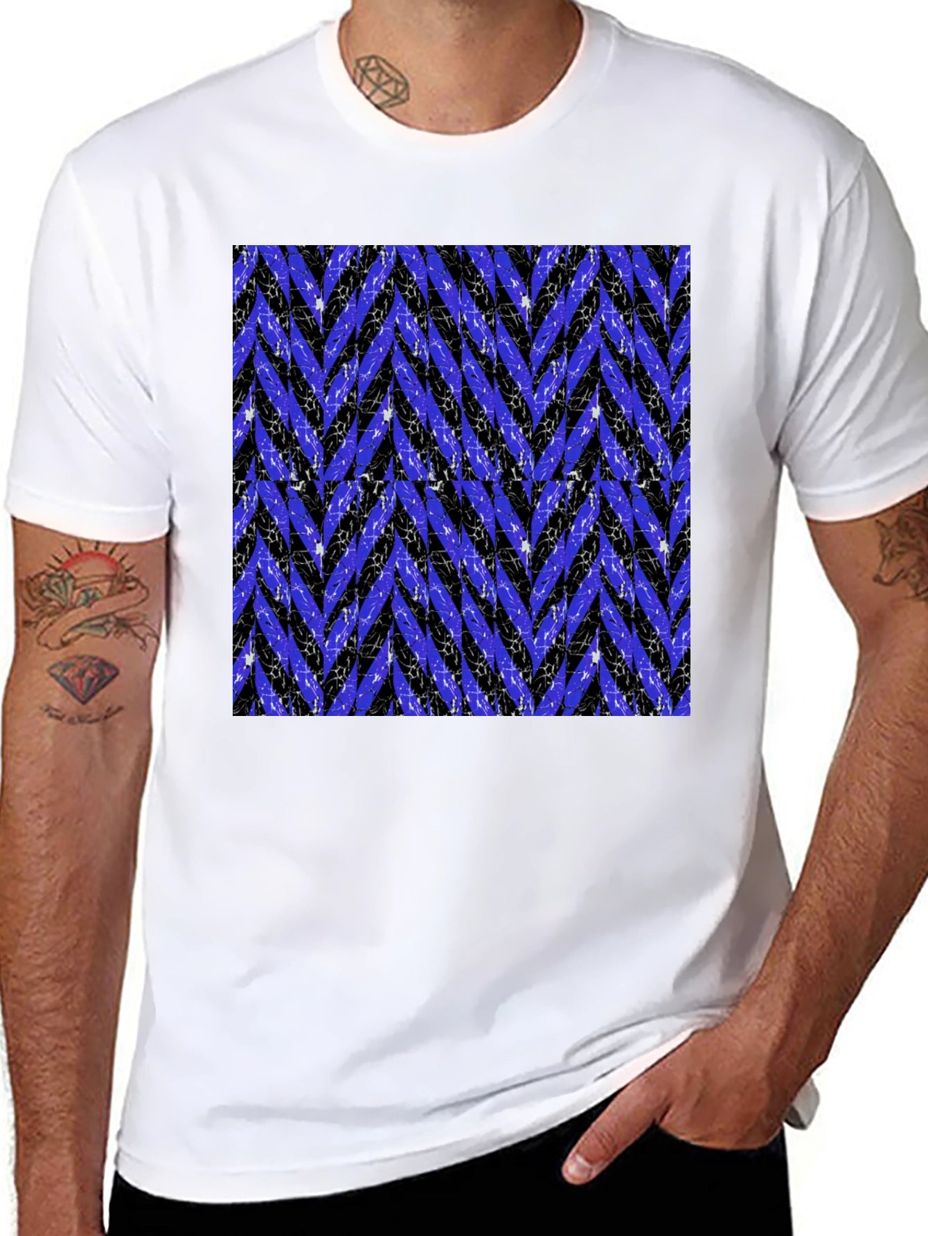 Stylish Black T-Shirt with Zigzag Pattern