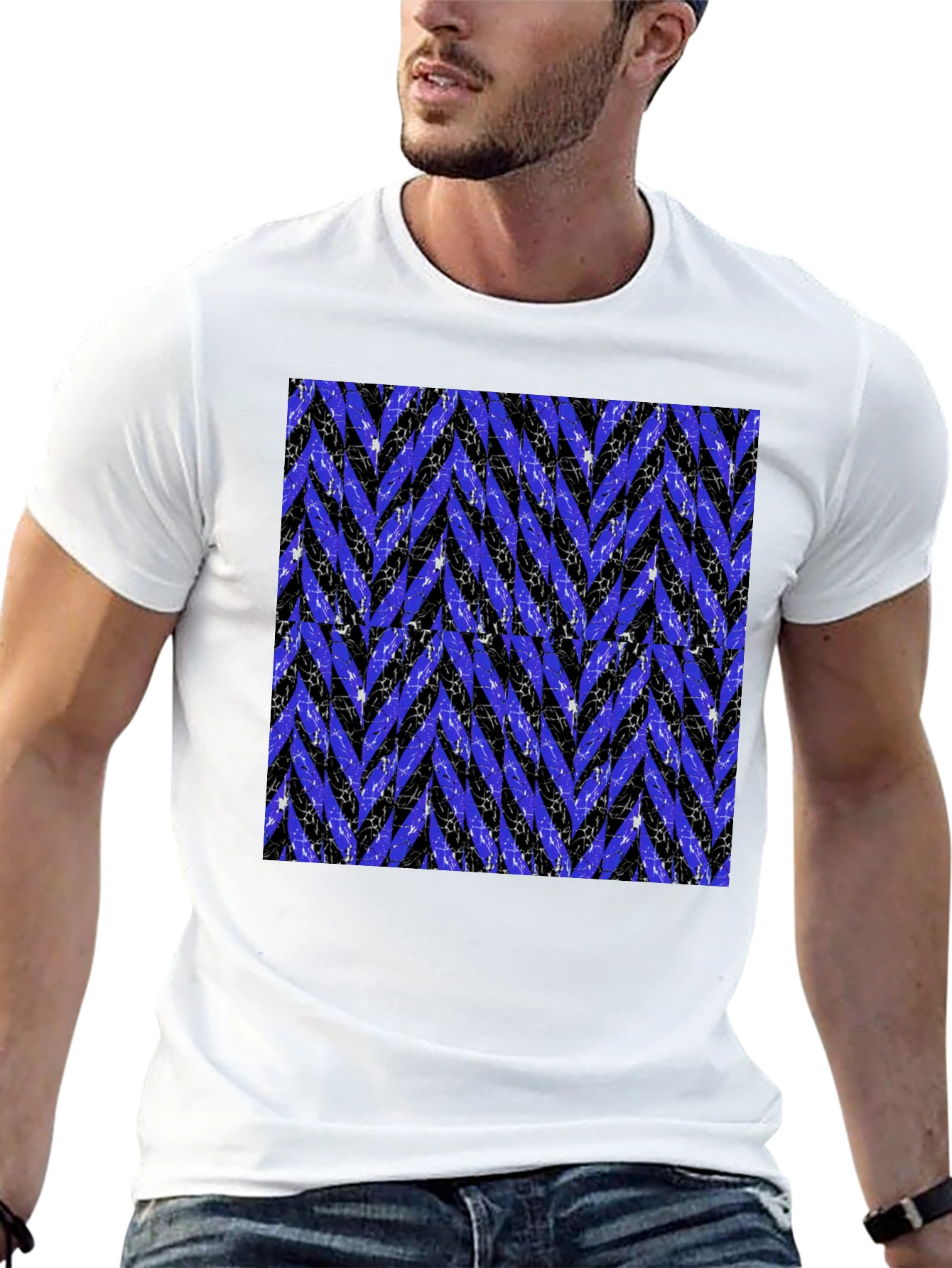 Stylish Black T-Shirt with Zigzag Pattern
