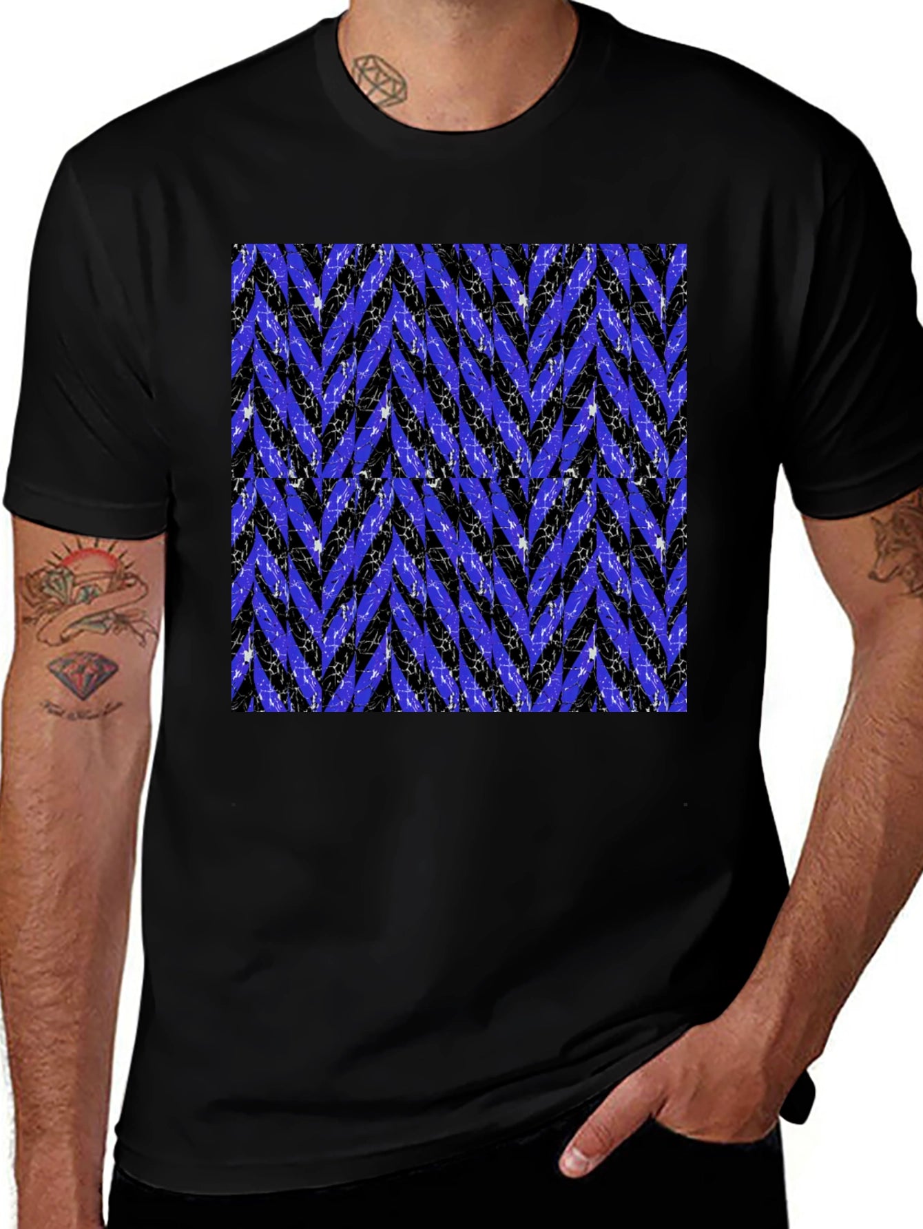 Stylish Black T-Shirt with Zigzag Pattern