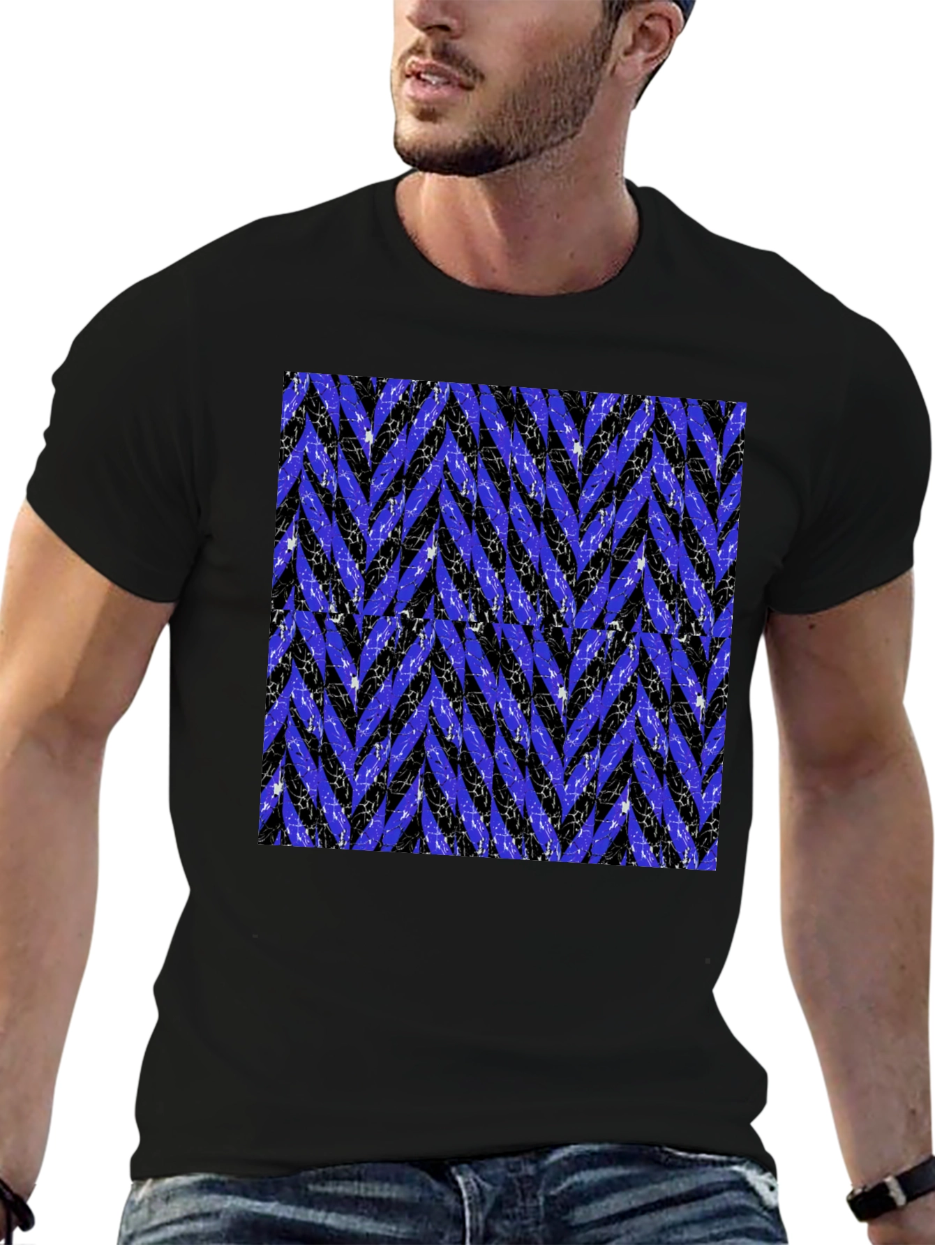 Stylish Black T-Shirt with Zigzag Pattern