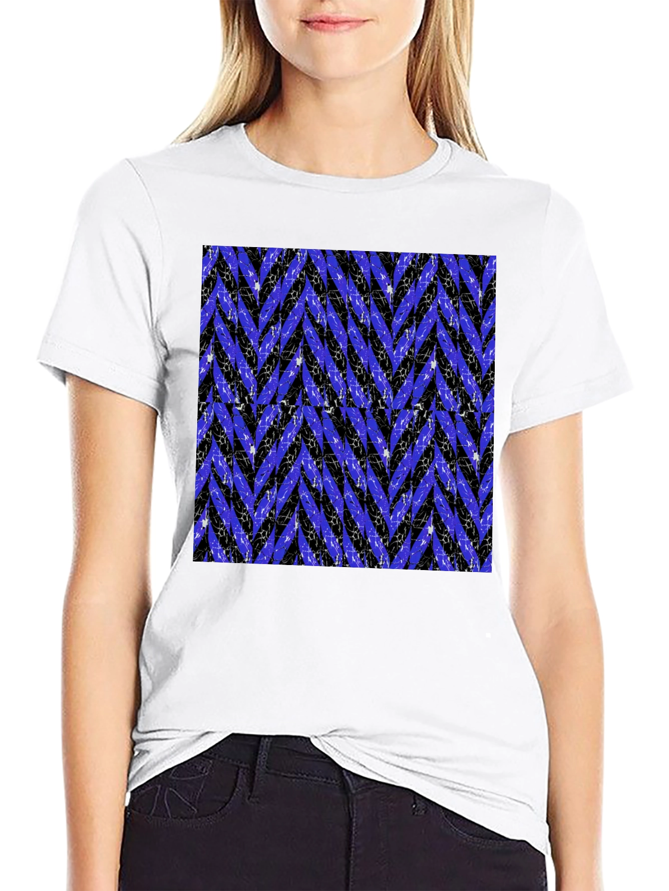 Stylish Black T-Shirt with Zigzag Pattern