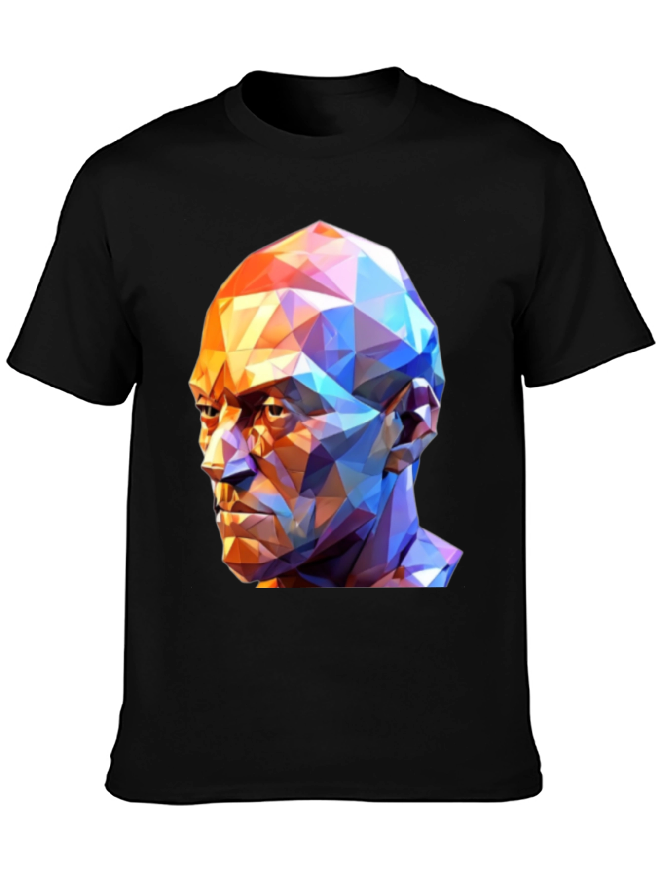 Geometric Face Graphic T-Shirt - Black