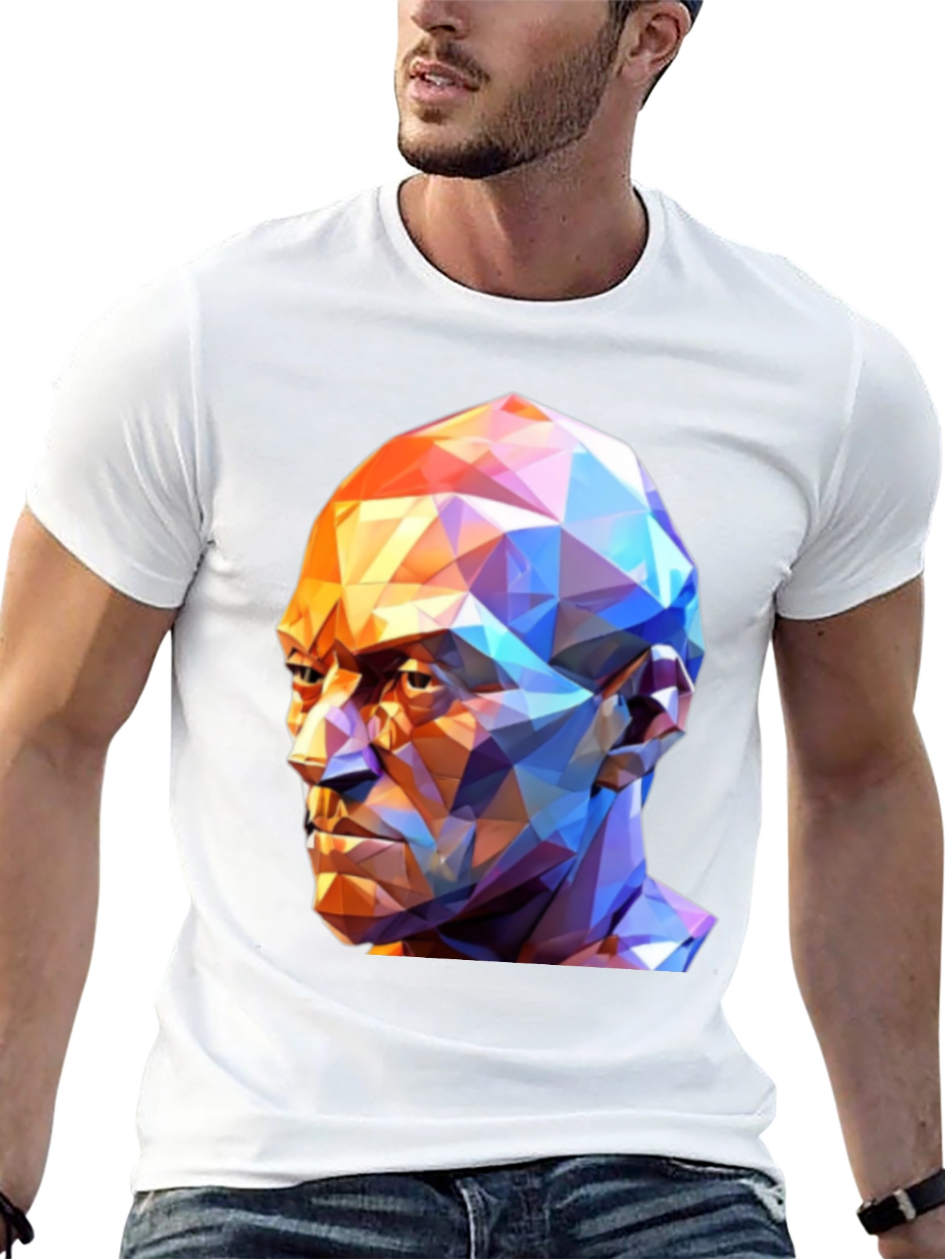Geometric Face Graphic T-Shirt - Black
