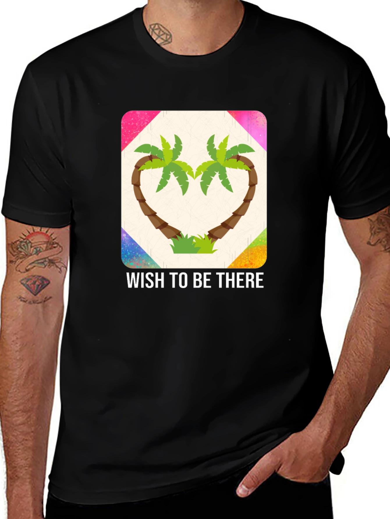 Wish to Be There Palm Tree Heart Graphic Tee
