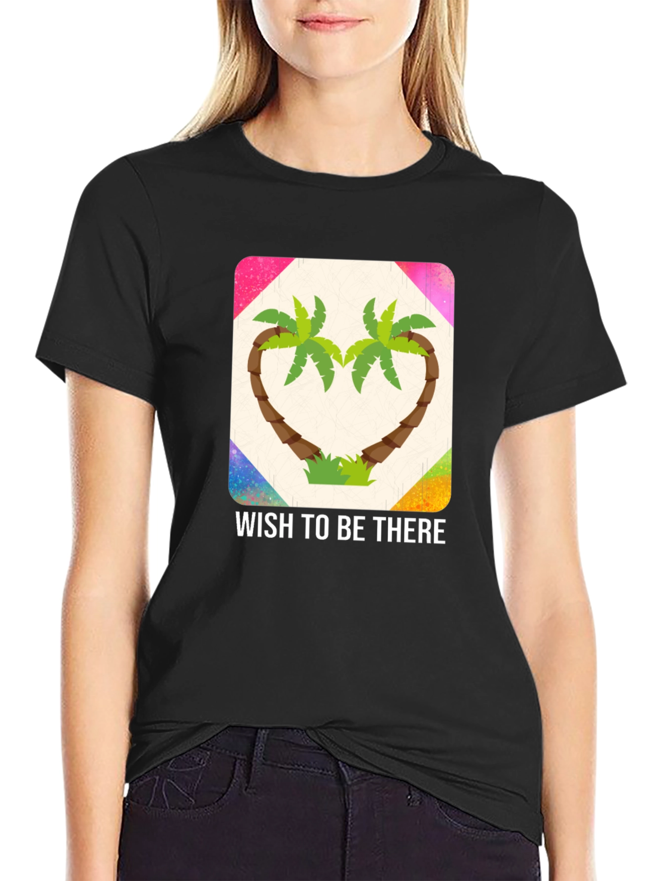 Wish to Be There Palm Tree Heart Graphic Tee