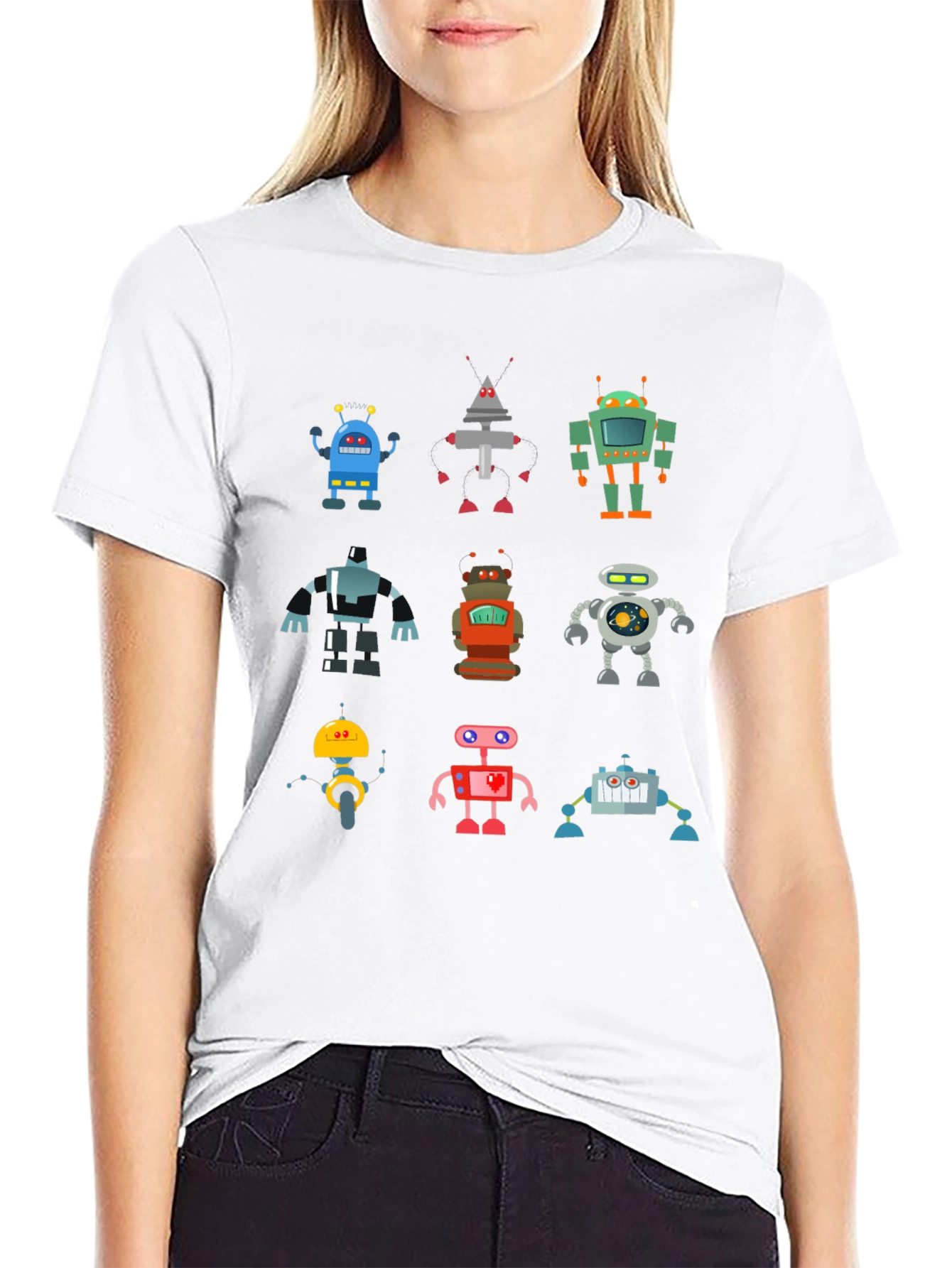 Fun Robot T-Shirt - Black Cotton Graphic Tee