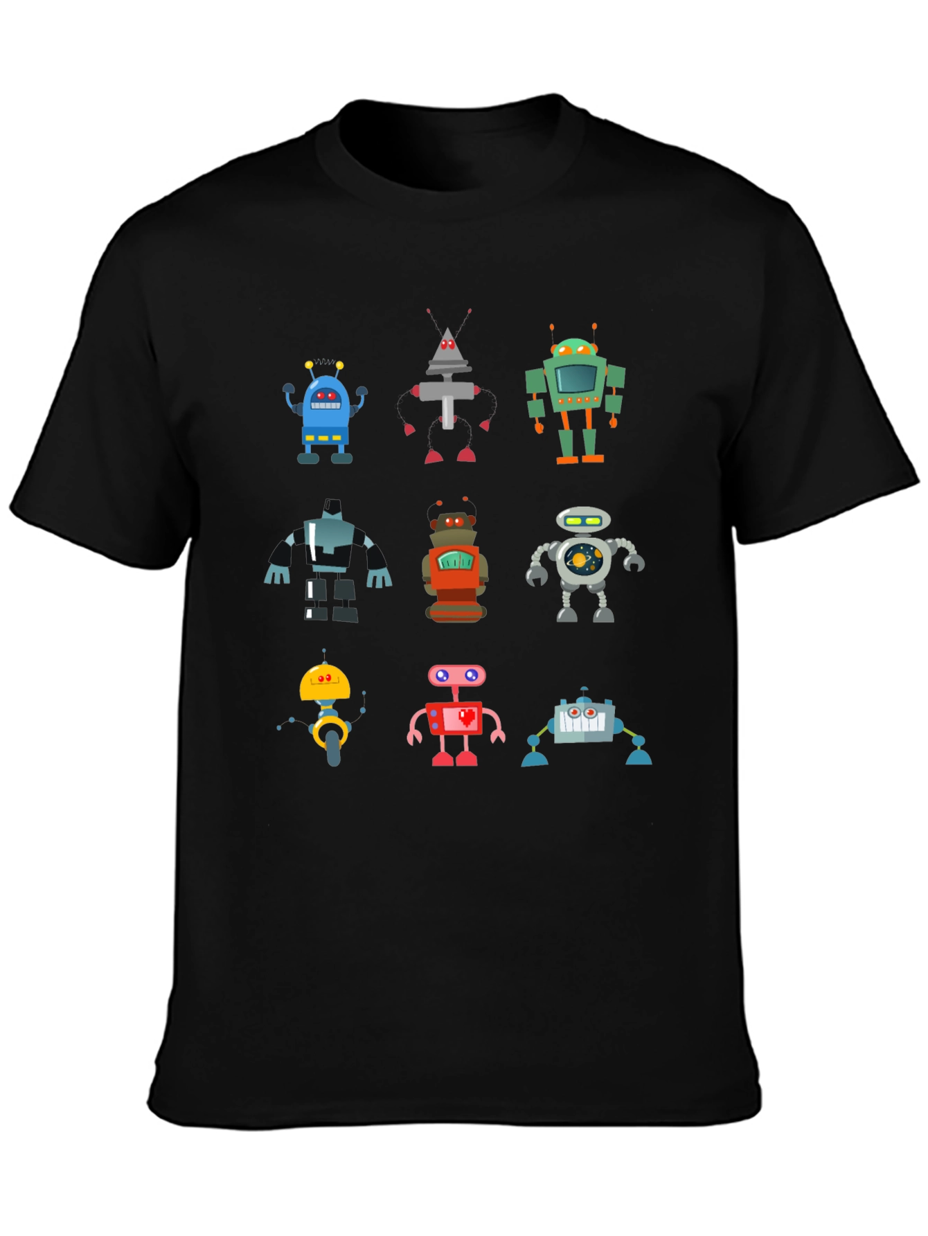 Fun Robot T-Shirt - Black Cotton Graphic Tee