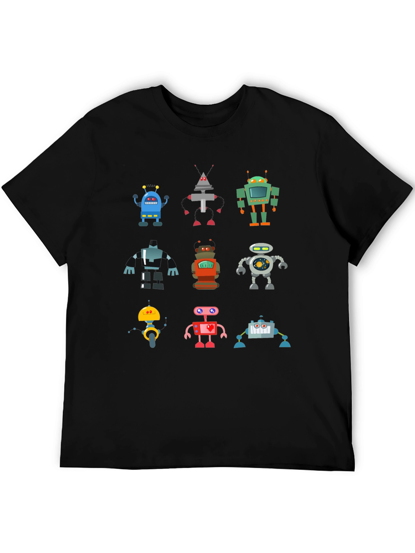 Fun Robot T-Shirt - Black Cotton Graphic Tee