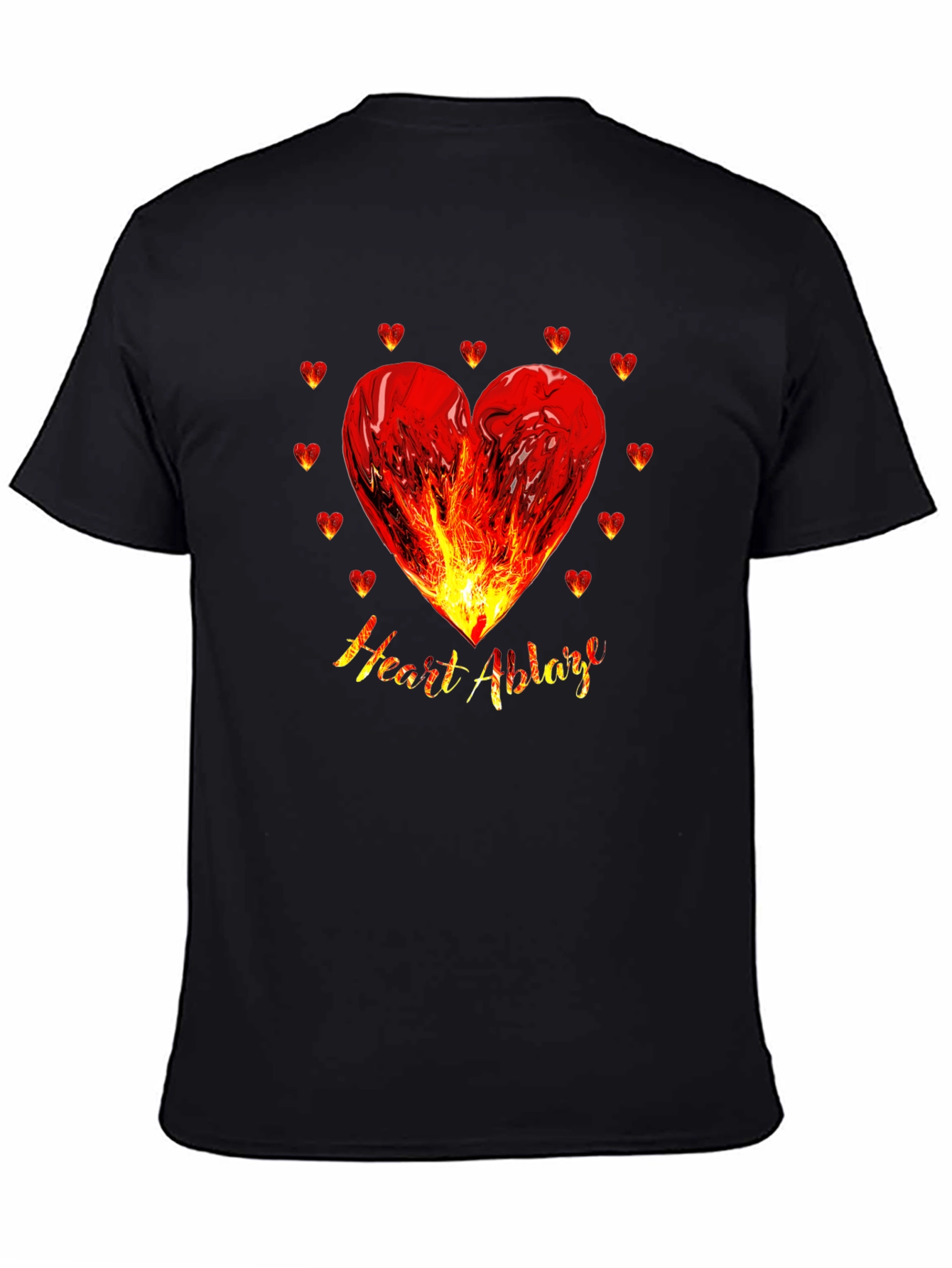 Heart Ablaze Graphic Tee - Fiery Passion Design