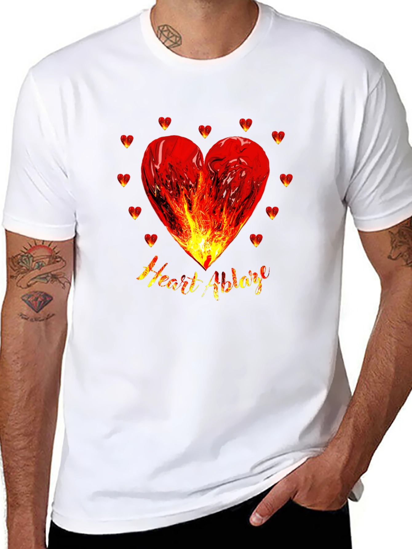 Heart Ablaze Graphic Tee - Fiery Passion Design