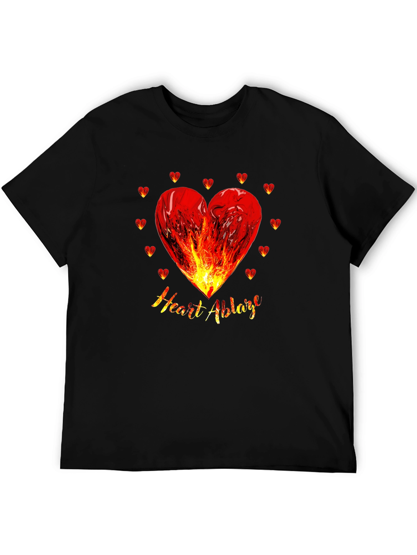 Heart Ablaze Graphic Tee - Fiery Passion Design