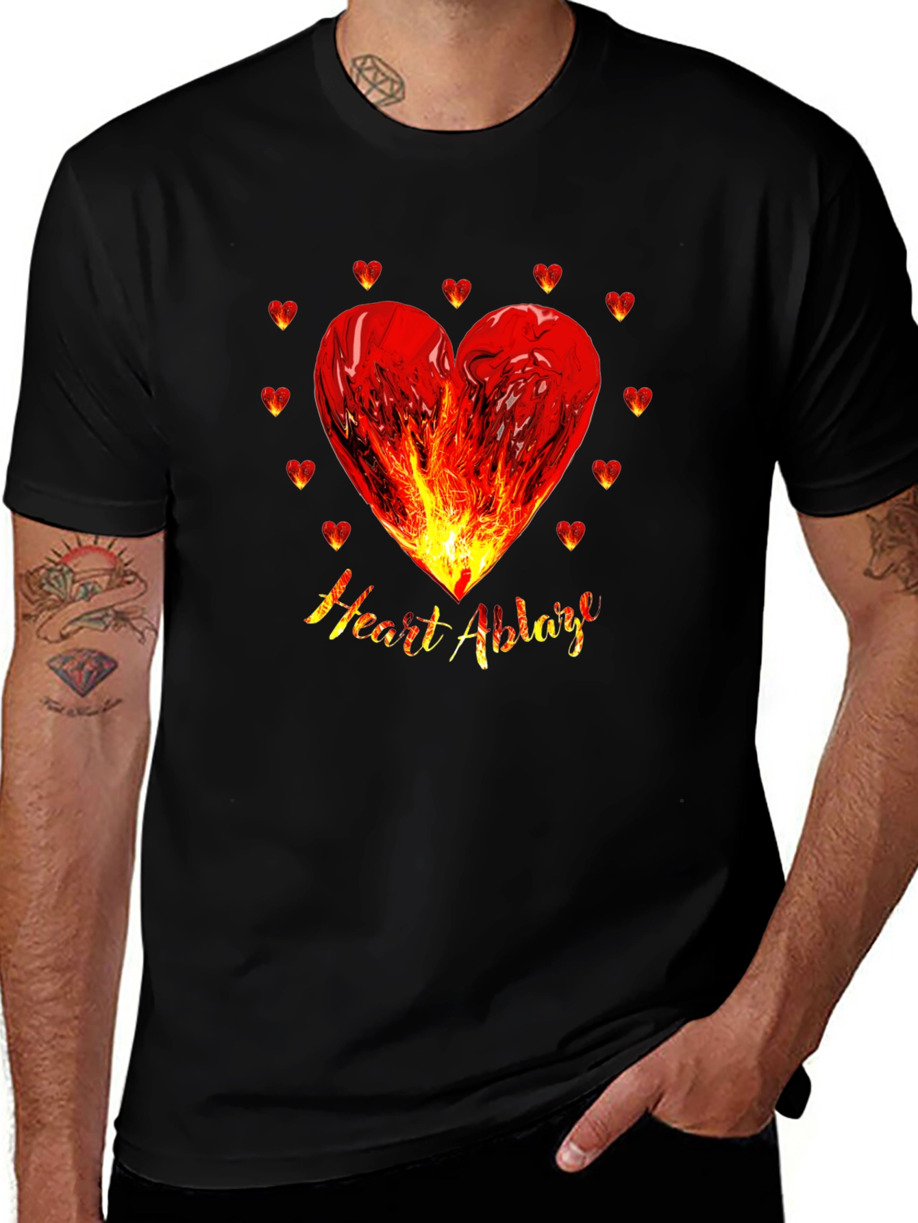 Heart Ablaze Graphic Tee - Fiery Passion Design