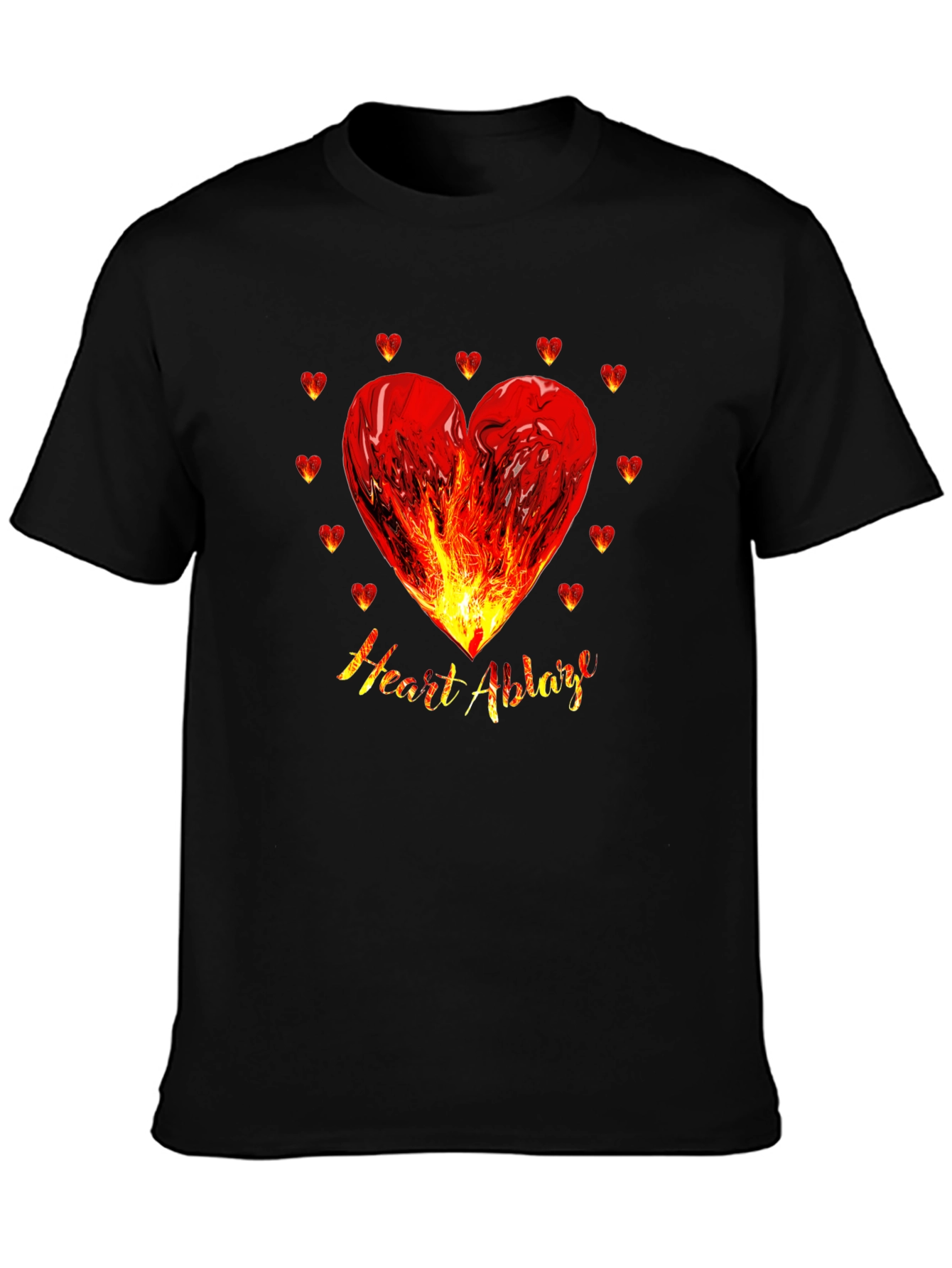 Heart Ablaze Graphic Tee - Fiery Passion Design