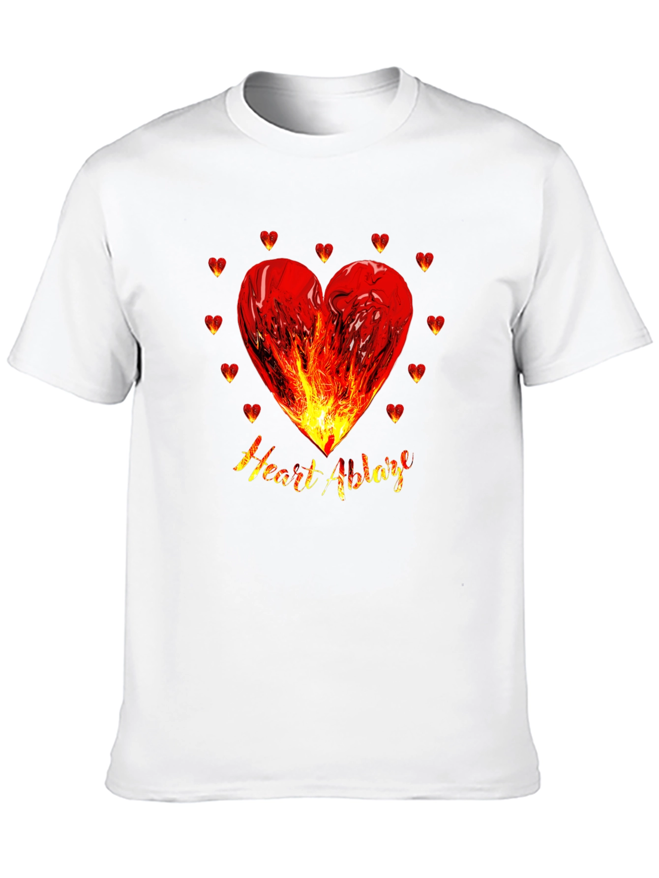 Heart Ablaze Graphic Tee - Fiery Passion Design