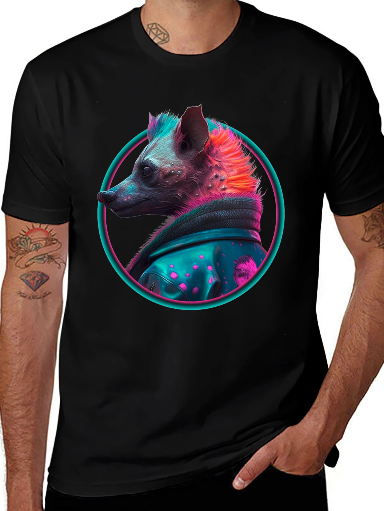Neon Hyena T-Shirt - Cool Animal Design