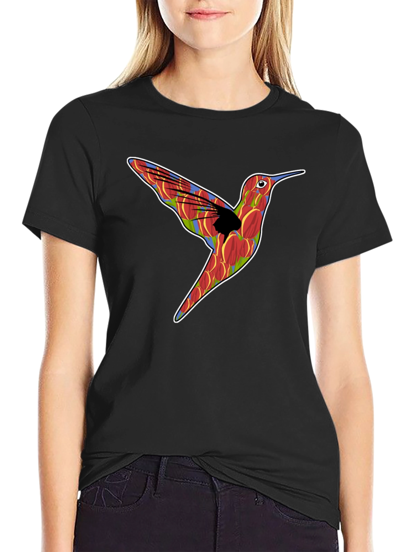 Hummingbird Graphic Print Mens Black T-Shirt