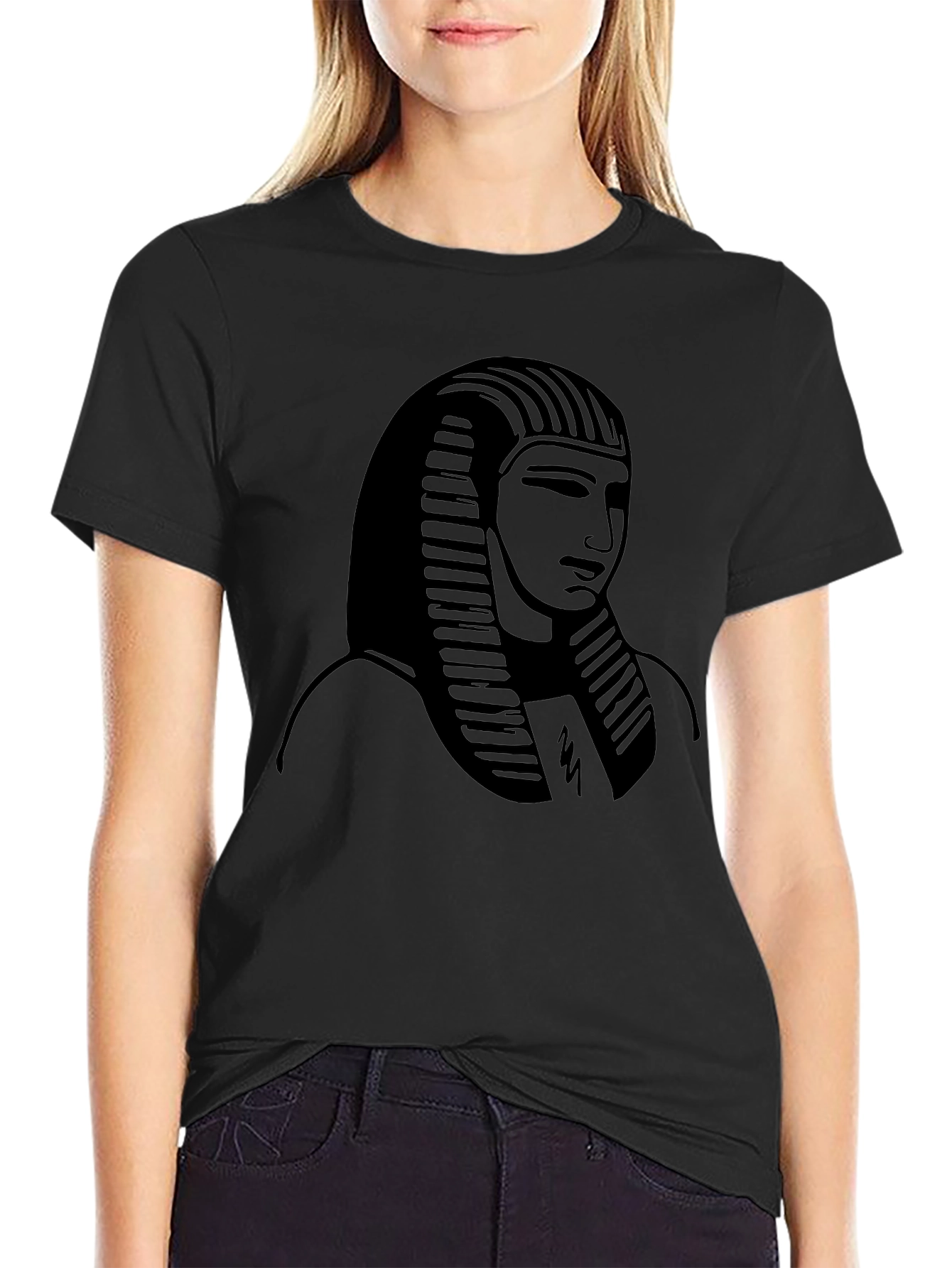 Egyptian Pharaoh Graphic Print Black T-Shirt