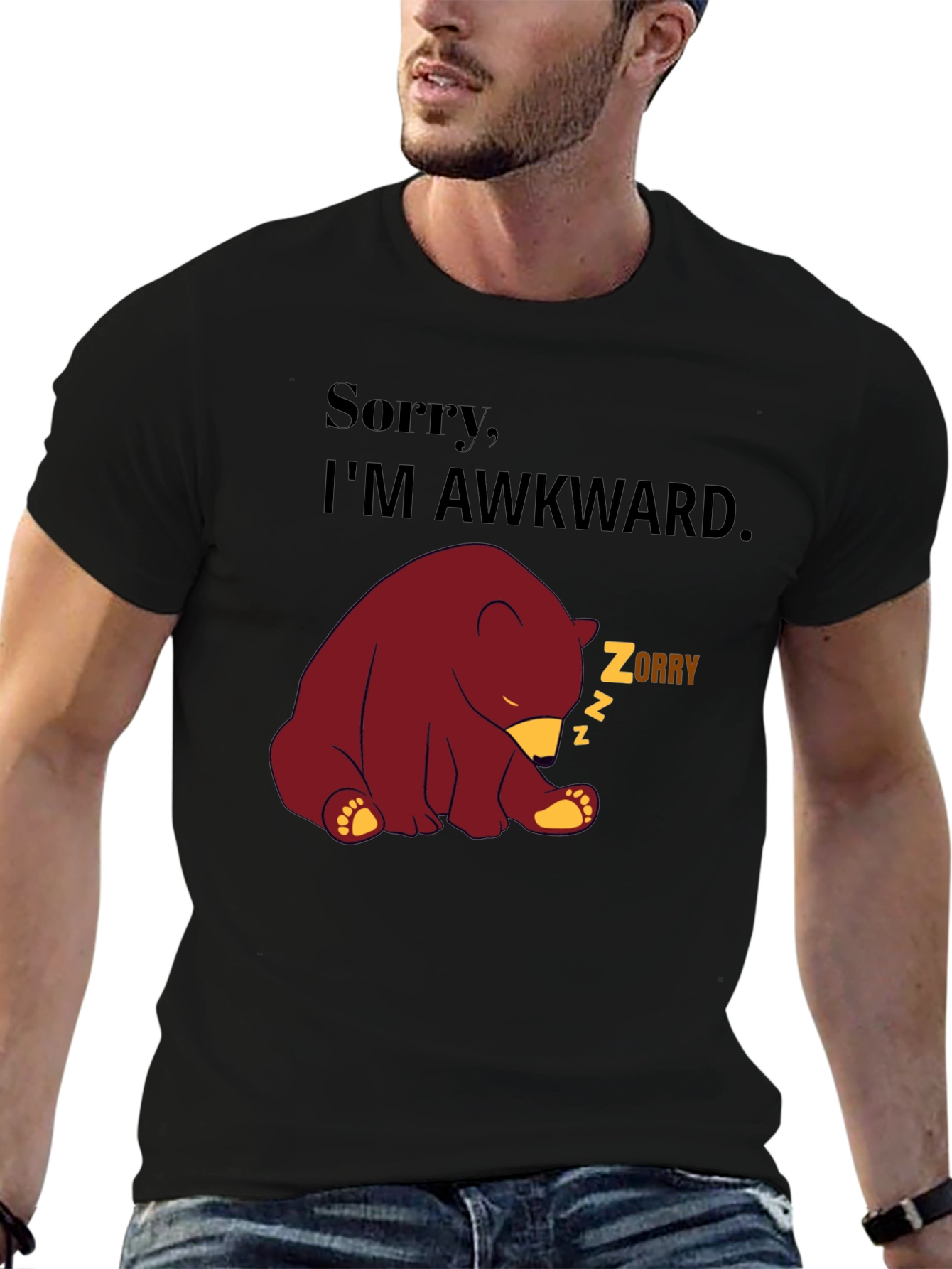 Awkward Bear Graphic Tee - Soft Cotton Blend