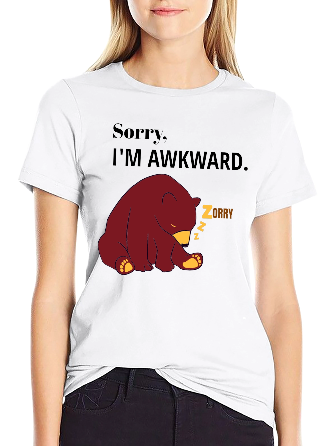 Awkward Bear Graphic Tee - Soft Cotton Blend
