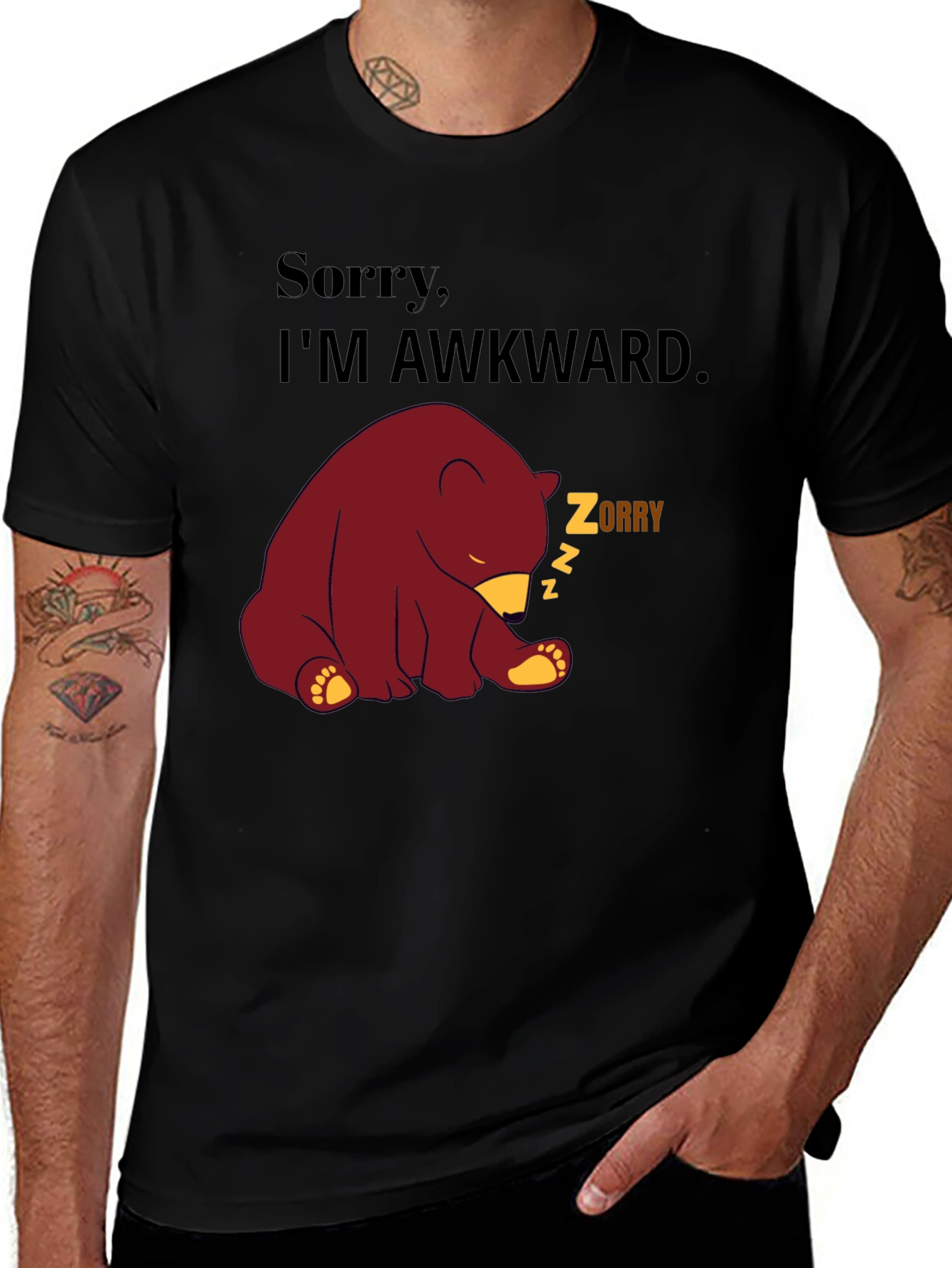 Awkward Bear Graphic Tee - Soft Cotton Blend