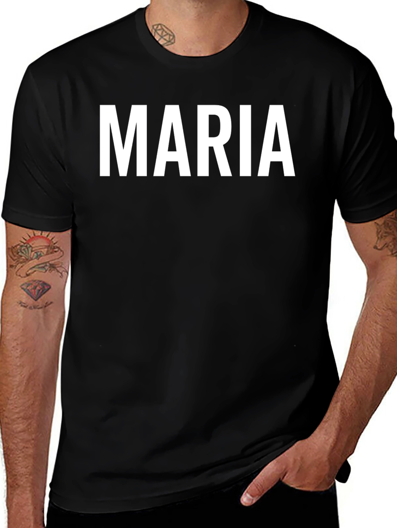 Maria Personalized Black Cotton T-Shirt